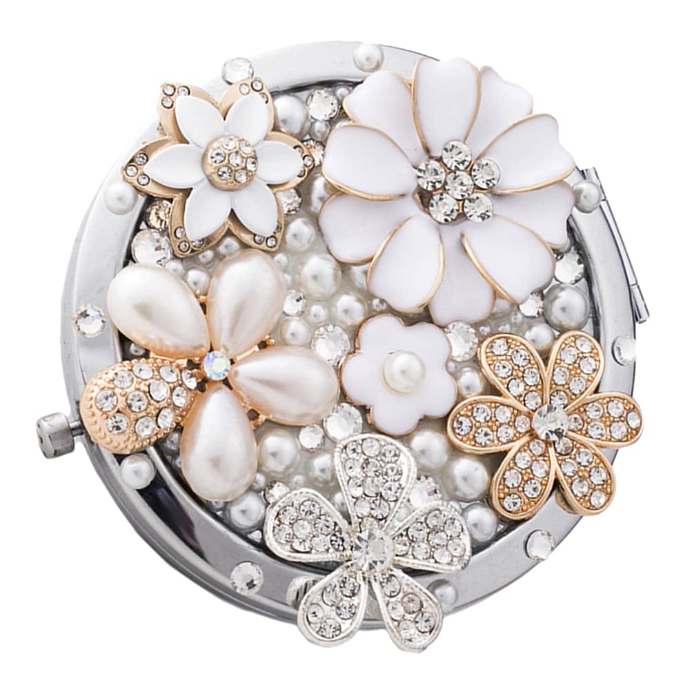 Healifty Decorative Folding Mirror - Exquisite Magnification Travel Compact Portable Mini Makeup Mirror, Assorted Color, 7x7cm