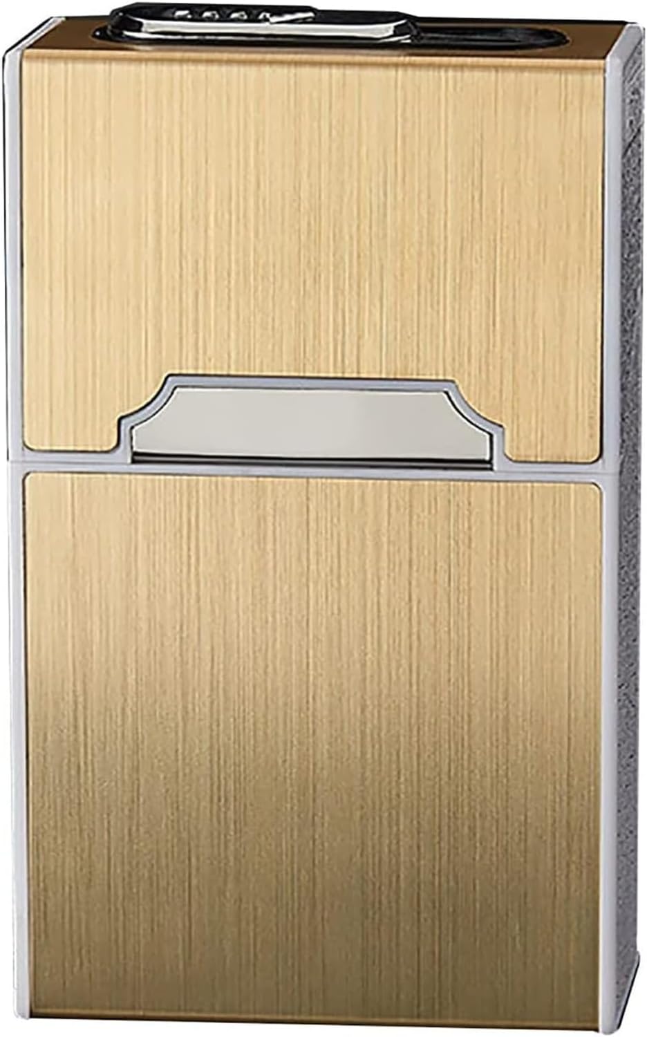 Cigarette case Cigarette Case with Lighter, 20 Regular Cigarettes USB Rechargeable Automatic Ejection Box Arc Built-in, Dispenser Holder(Gold)