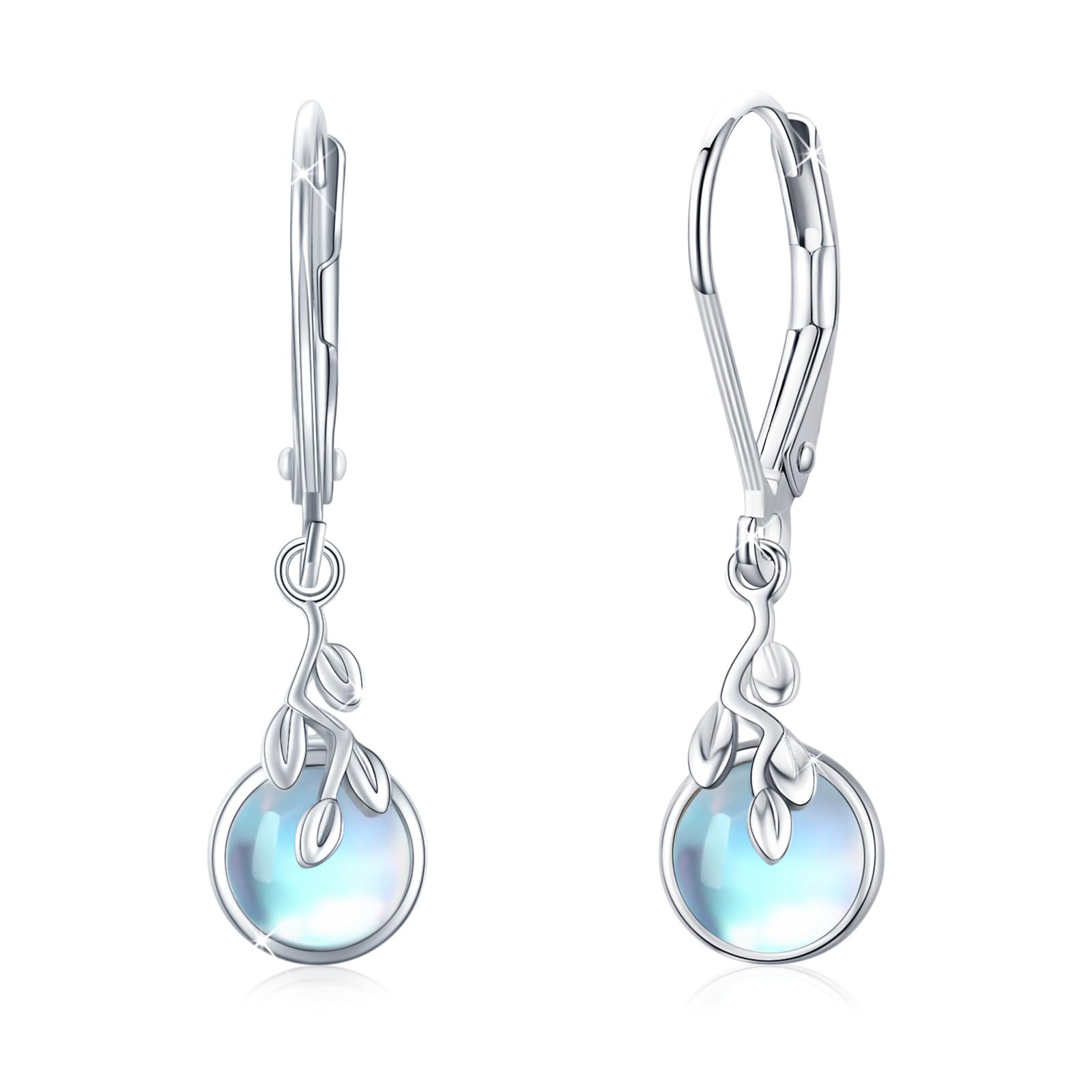 REDSUN Mondstein Tropfen Ohrringe 925 Sterling Silber Damen Keltischer Schmuck Leverback Mondstein/Türkis/Opal Hypoallergen Elegante Hängende Ohrringe Geschenk für Freundin Frau Mutter Geburtstag