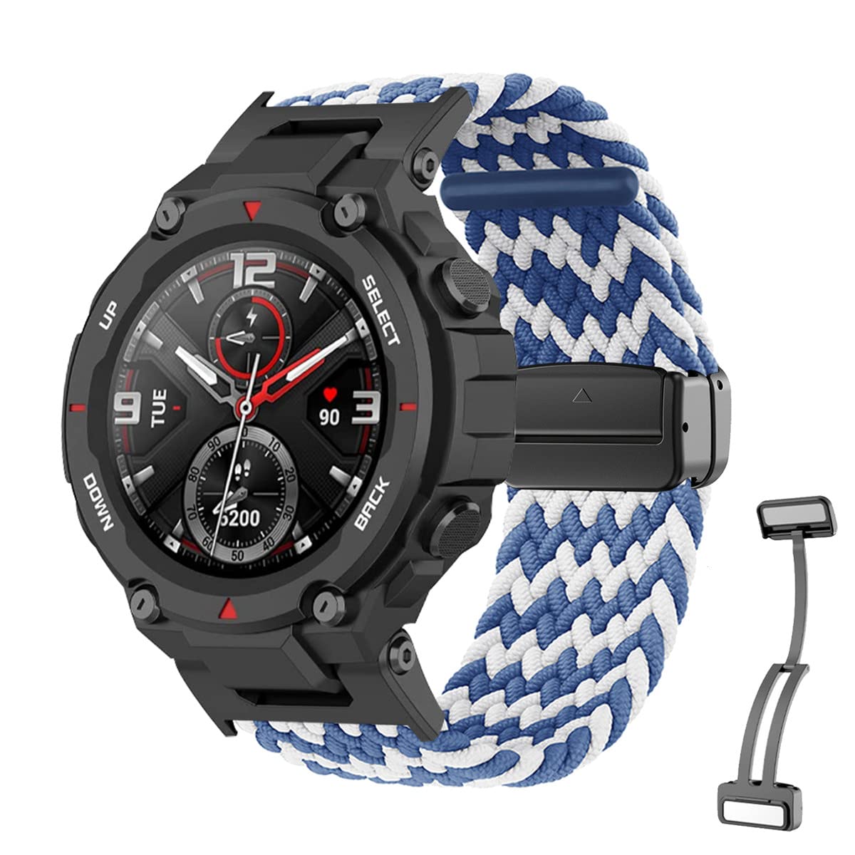 hunmansaf Magnetic Braided Band Compatible with Amazfit T-rex/T-Rex Pro Bands, Magnetic Adjustable Stretchy Nylon Elastic Straps with Magnetic Buckle for Amazfit T-rex/T-Rex Pro