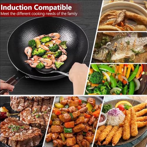 Wok Pan 12.6" con tapa, acero carbono fondo plano miniatura 5