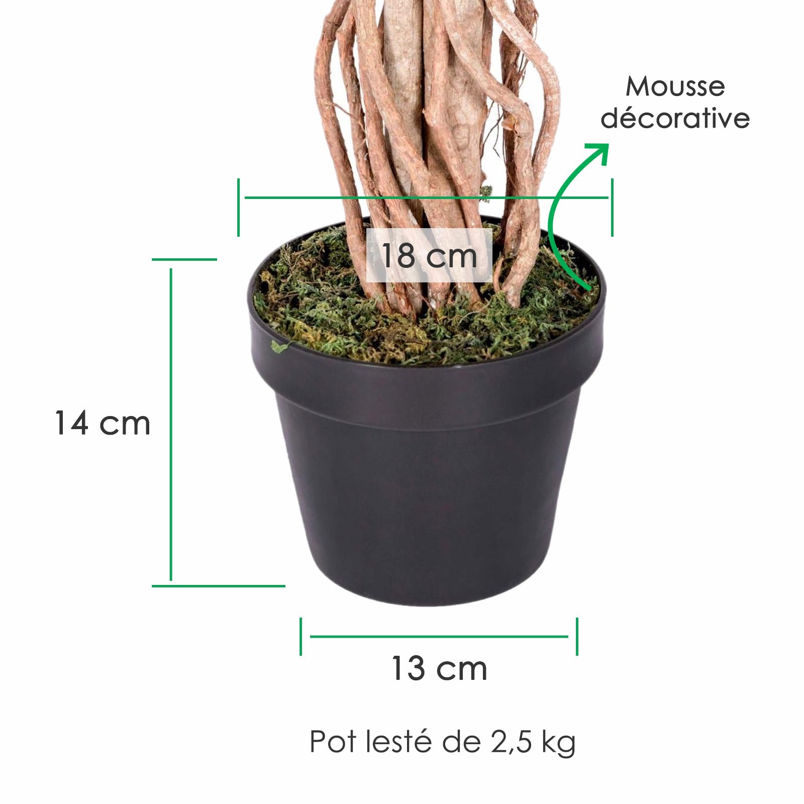 HOMESCAPES Arbre Artificiel Ficus Benjamina, Plante d’intérieur Figuier pleureur en Pot, avec Tronc en Bois véritable, Feuilles panachées 120 cm, Décoration de la Maison et du Bureau