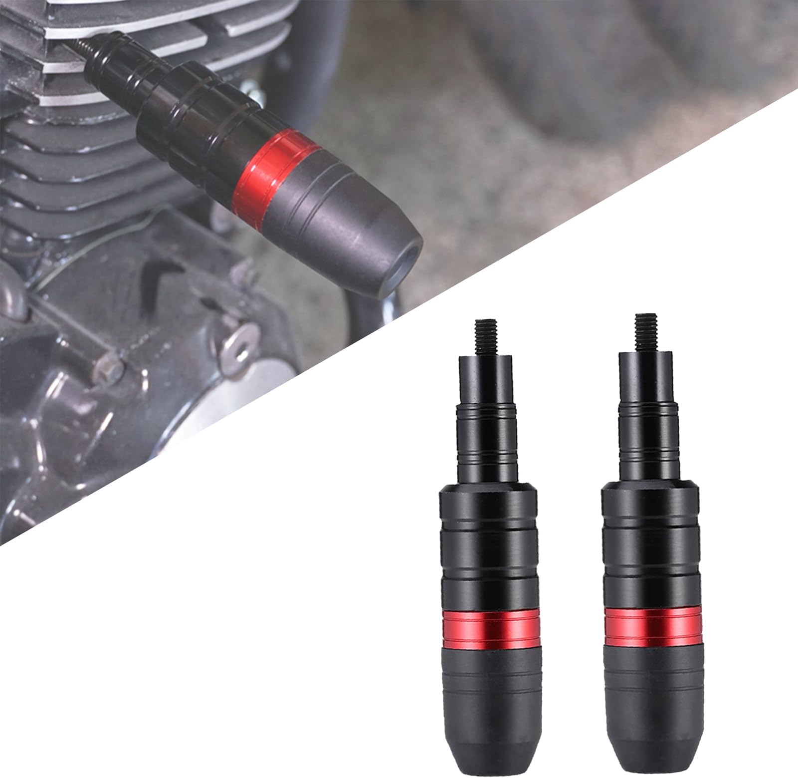 2 Pack Motorcycle Frame Sliders for Kawasaki Ninja H2 Carbon, Anti-Fall Frame Slider Crash Protectors, CNC Aluminum Frame Slider Anti-Fall Stick, Motorcycle Accessories,C Red