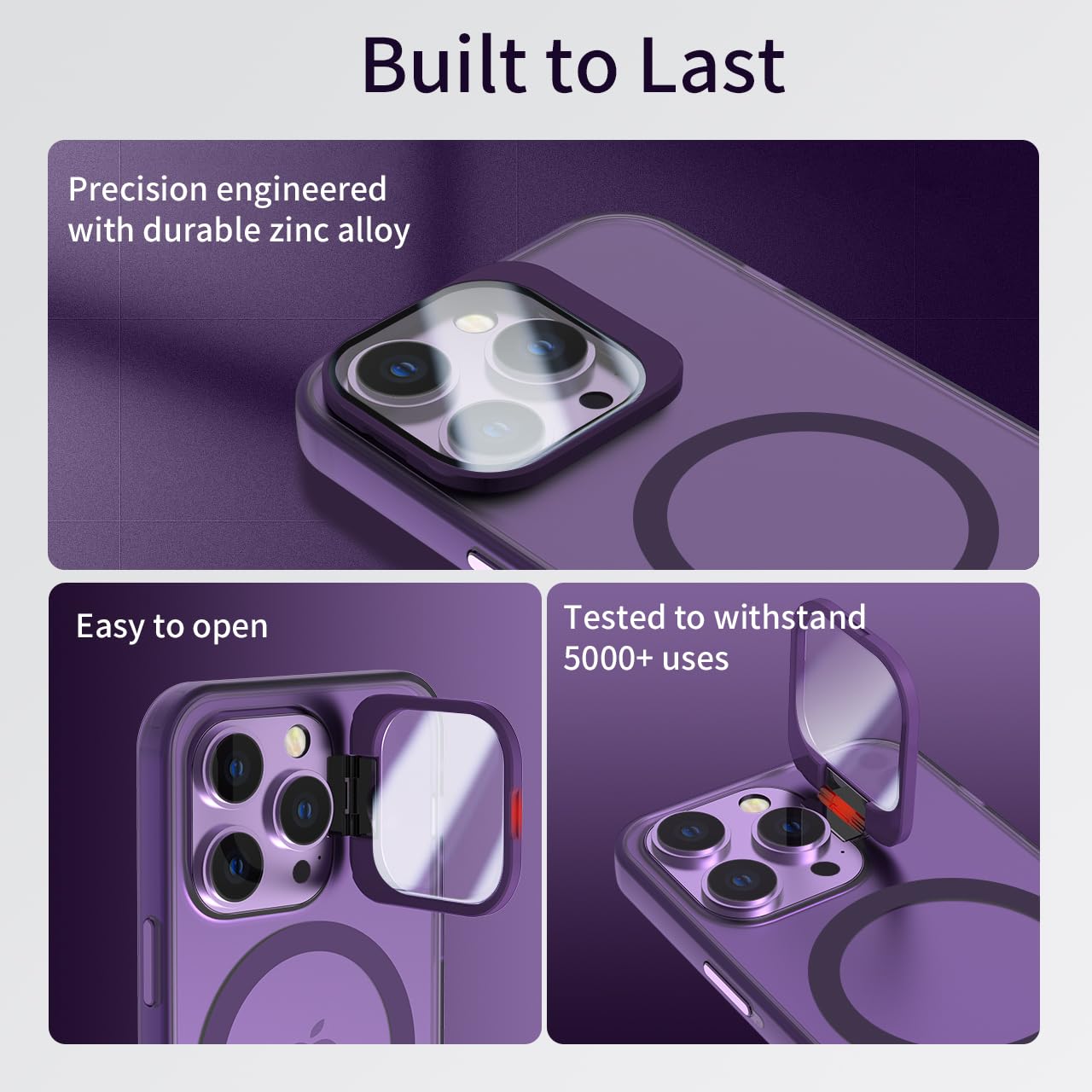 tigratigro Cover con Cavalletto,Compatibile con iPhone 13 Pro Max,Protezione Fotocamera H9 vetro temperato,Custodia Posteriore Glassata Traslucida, Anti-Impronte,Sensazione di Velluto (Grafite Nero)