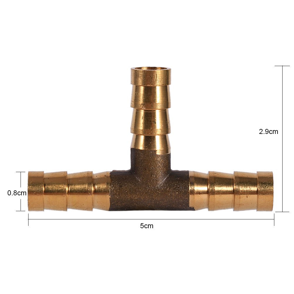 Raccord En T En Laiton 3 Voies – Pour Tuyau Carburant, Air, Eau – Diamètres 6/8/10/12mm
