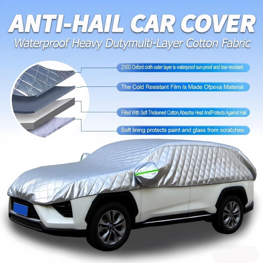 Bâche Voiture Extérieur Anti Grêle pour Toyota Yaris Hybrid 2014-2025,Housse Auto Épaissie Imperméable Résistante Robuste au Vent et à la Neige Anti UV Soleil Anti Rayure abri Voiture