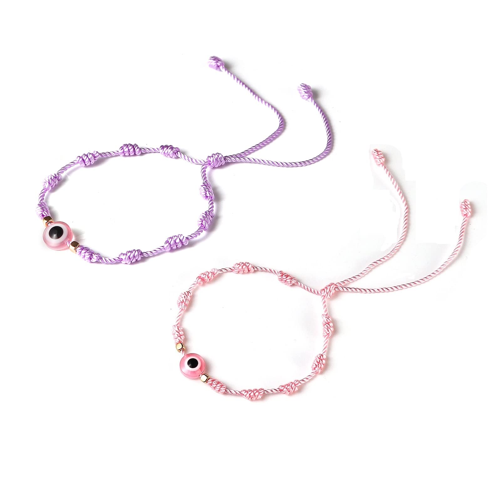 Caiyao Evil Eye Bracelet - Handmade Adjustable Red Black String Knot Lucky Kabbalah Protection Bracelet