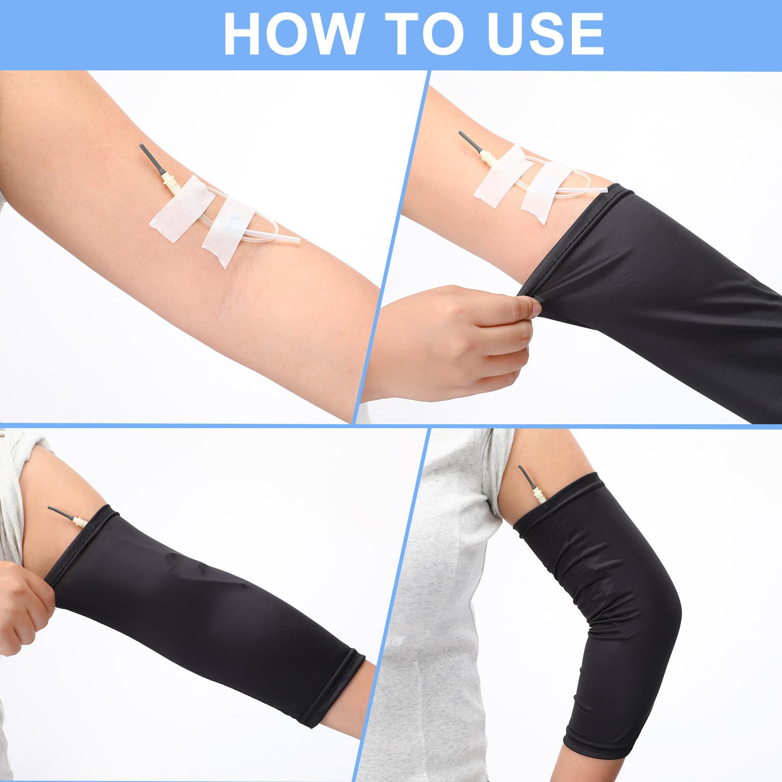 Cuffbow PICC Line Sleeve Cover for Adults PICC Line Sleeve Protector Reutilizable PICC Sleeve Breathable Arm Cast Cover Elastic Line Sleeve for PICC Nursing Supplies (Solid Style)