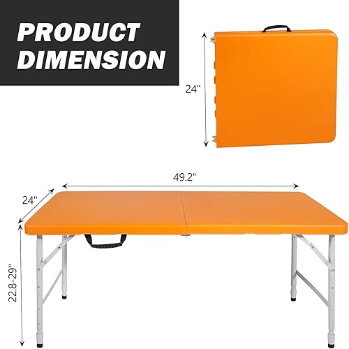 Miniatura 116 de Mesa plegable de plástico portátil de 4 pies/6 pies/8 pies, mesa de comedor de picnic blanca y negra, plegable por la mitad para campamento, fiesta