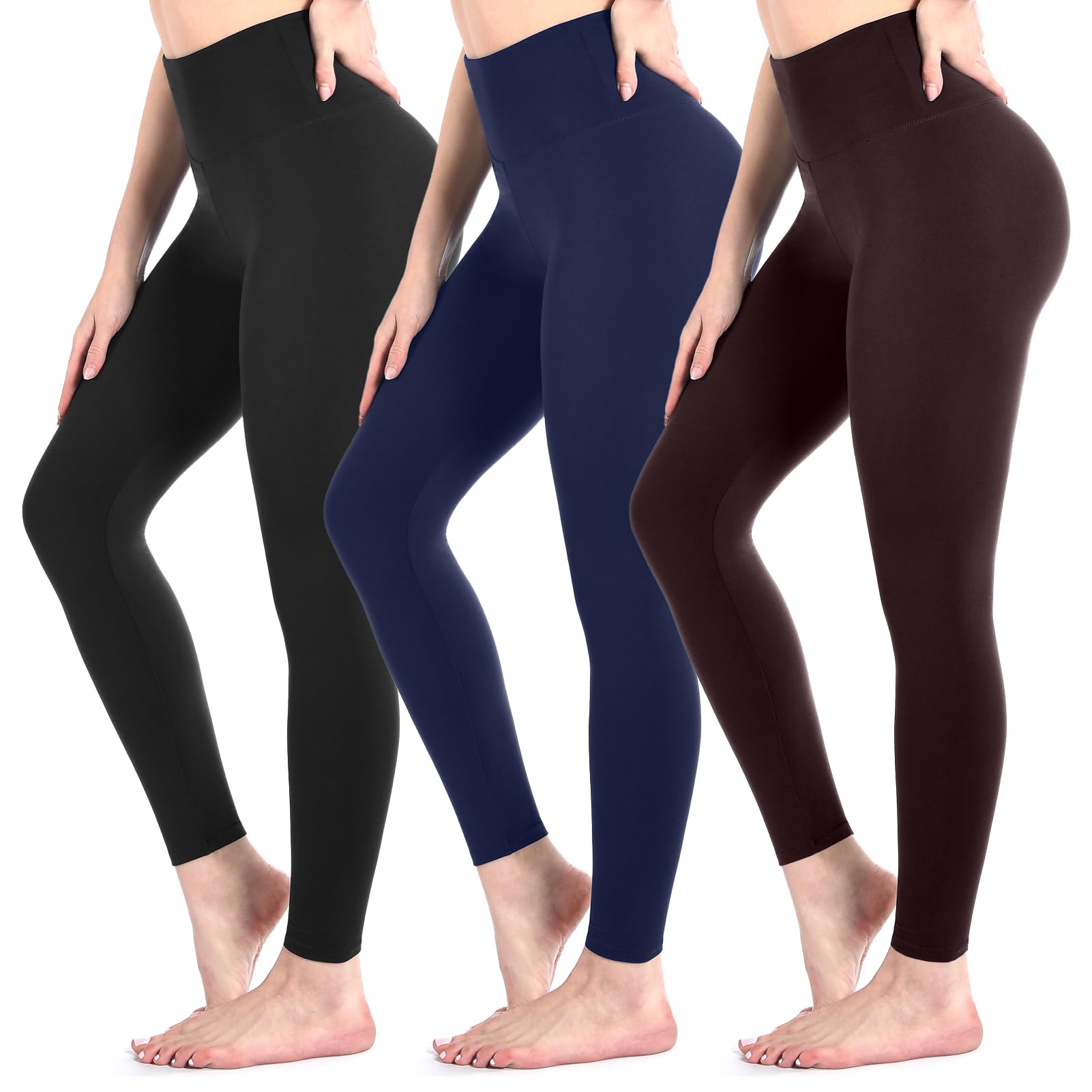 3 Pack Black Leggings for Women, High Waisted Buttery Soft Leggings for Workout Running Yoga — view 11