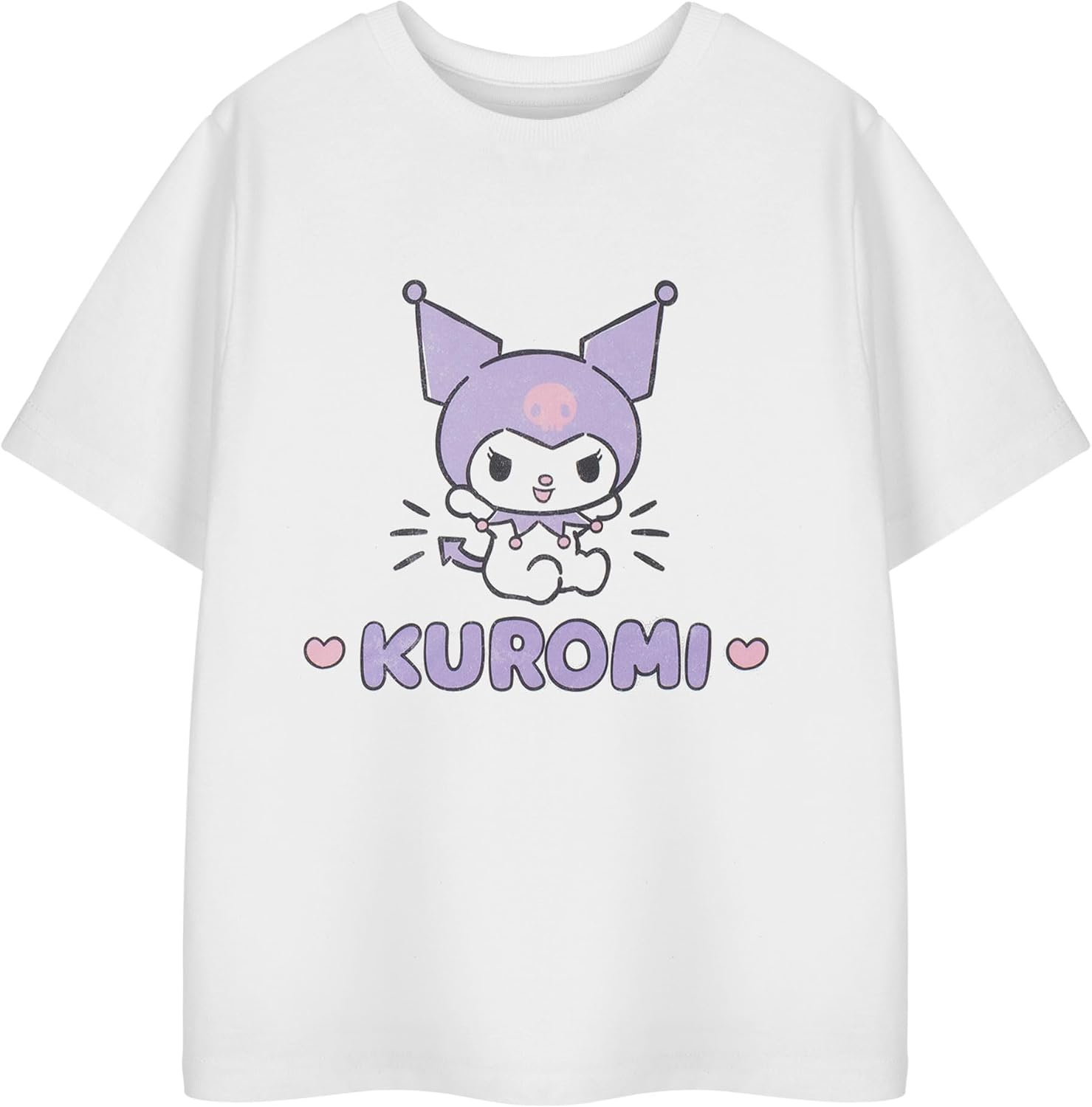 Hello Kitty Kuromi Heart Girls White Short Sleeved T-Shirt