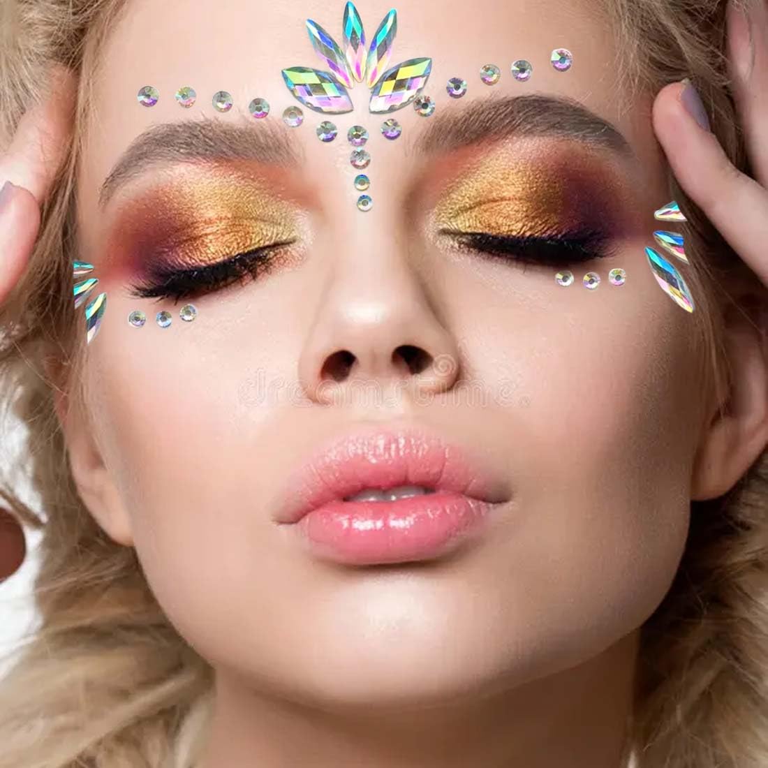 6 Pezzi Di Tatuaggi Con Brillantini E Gemme Adesive Per Viso - Multicolore, Ideali Per Halloween, Carnevale E Festival