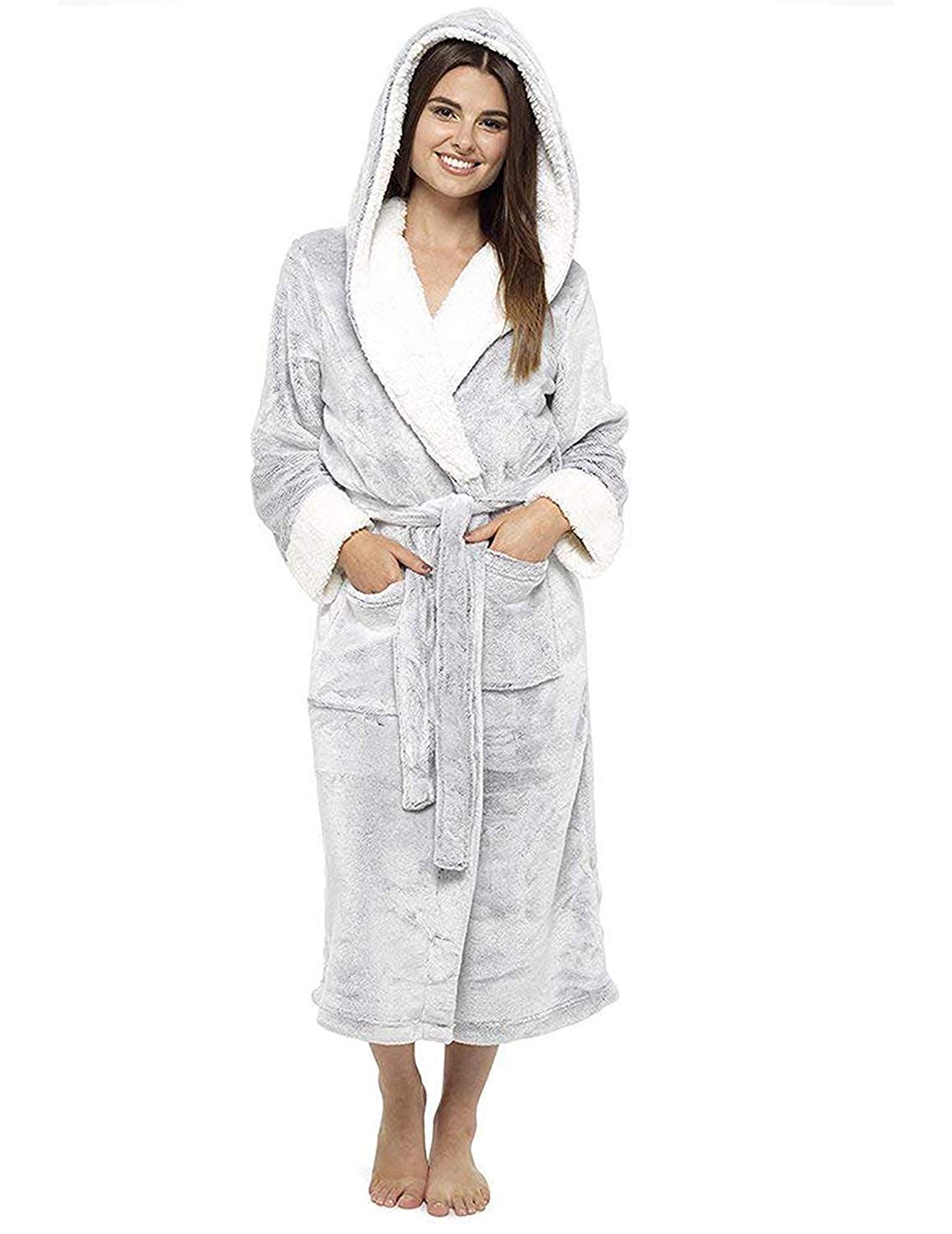 CityComfortDressing Gown for Women, Fluffy Hooded Bathrobe
