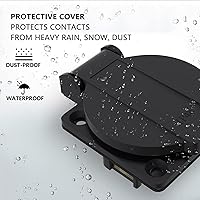 Vista 6 de STARELO 5 receptáculos de toma de corriente de 15 amperios NEMA 5-15R con cubierta, 125 voltios, 2 polos, 3 cables, resistente a la intemperie, al