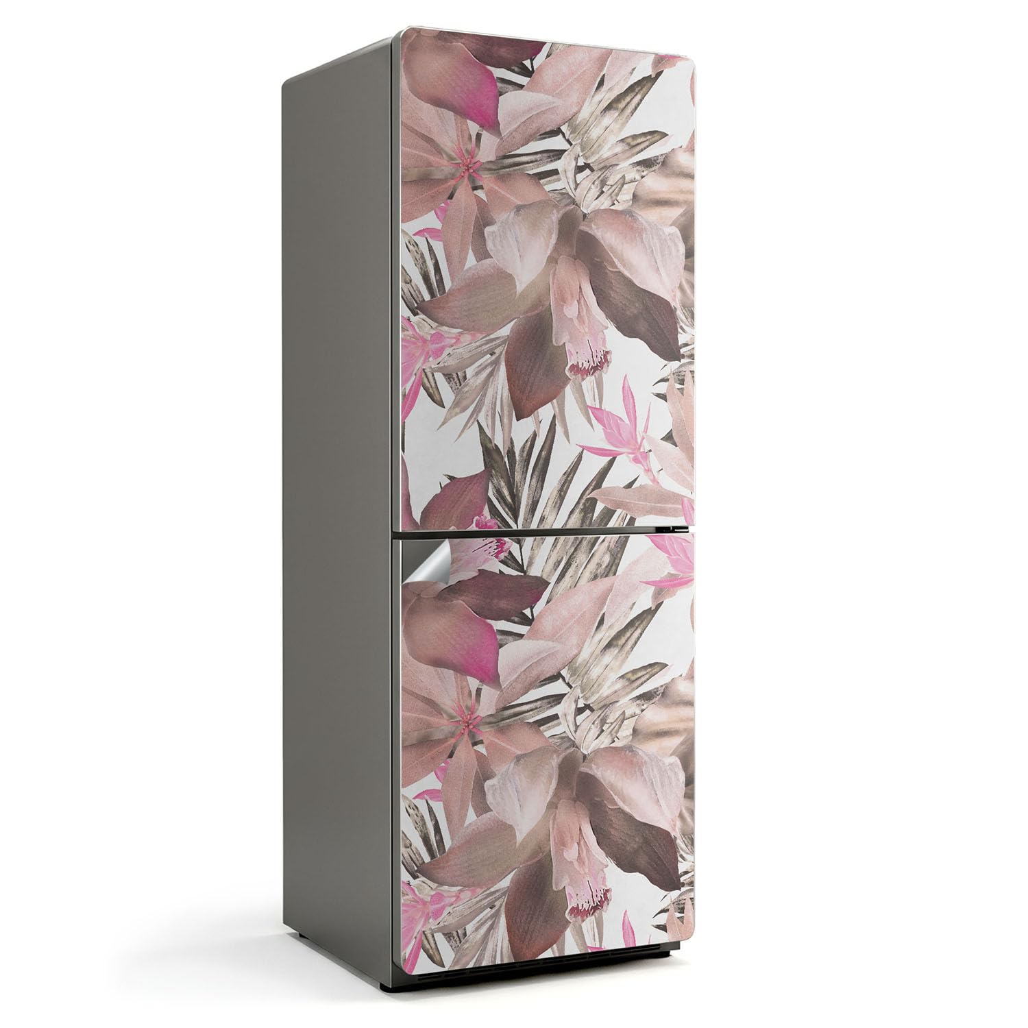Sticker réfrigérateur floral 70x190 cm couvrant entièrement la porte de cuisine