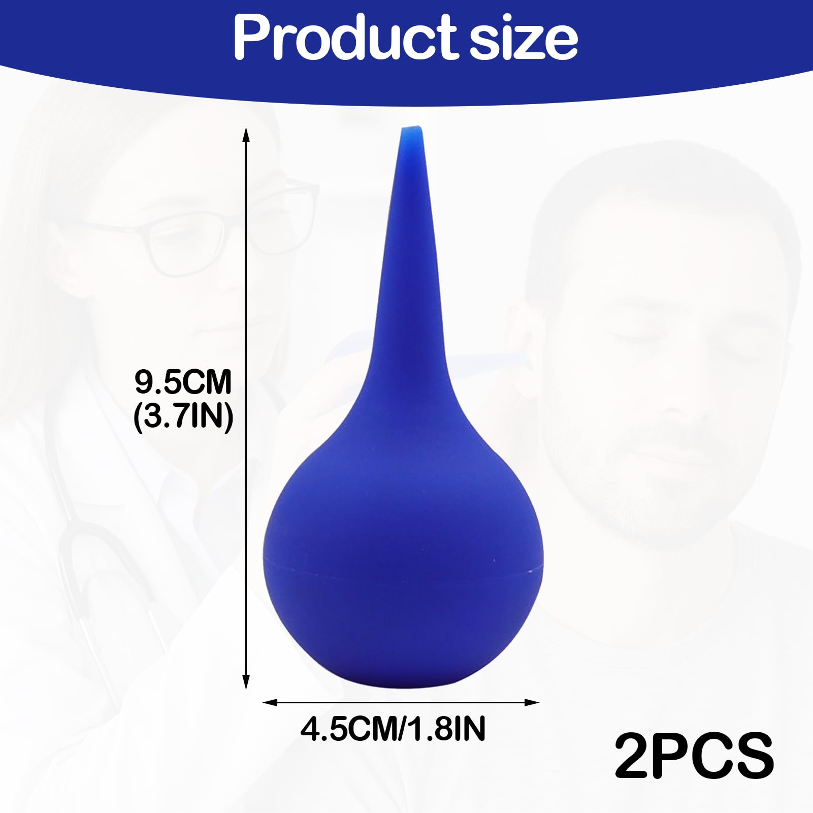 2 PCS Poire Oreille, Poire de Nettoyage D'oreille Doux,poire Lavement Oreille, poireé pour déboucher les oreillés, Seringue oreill Utiliser pour Nettoyage (Bleu 60 ML)