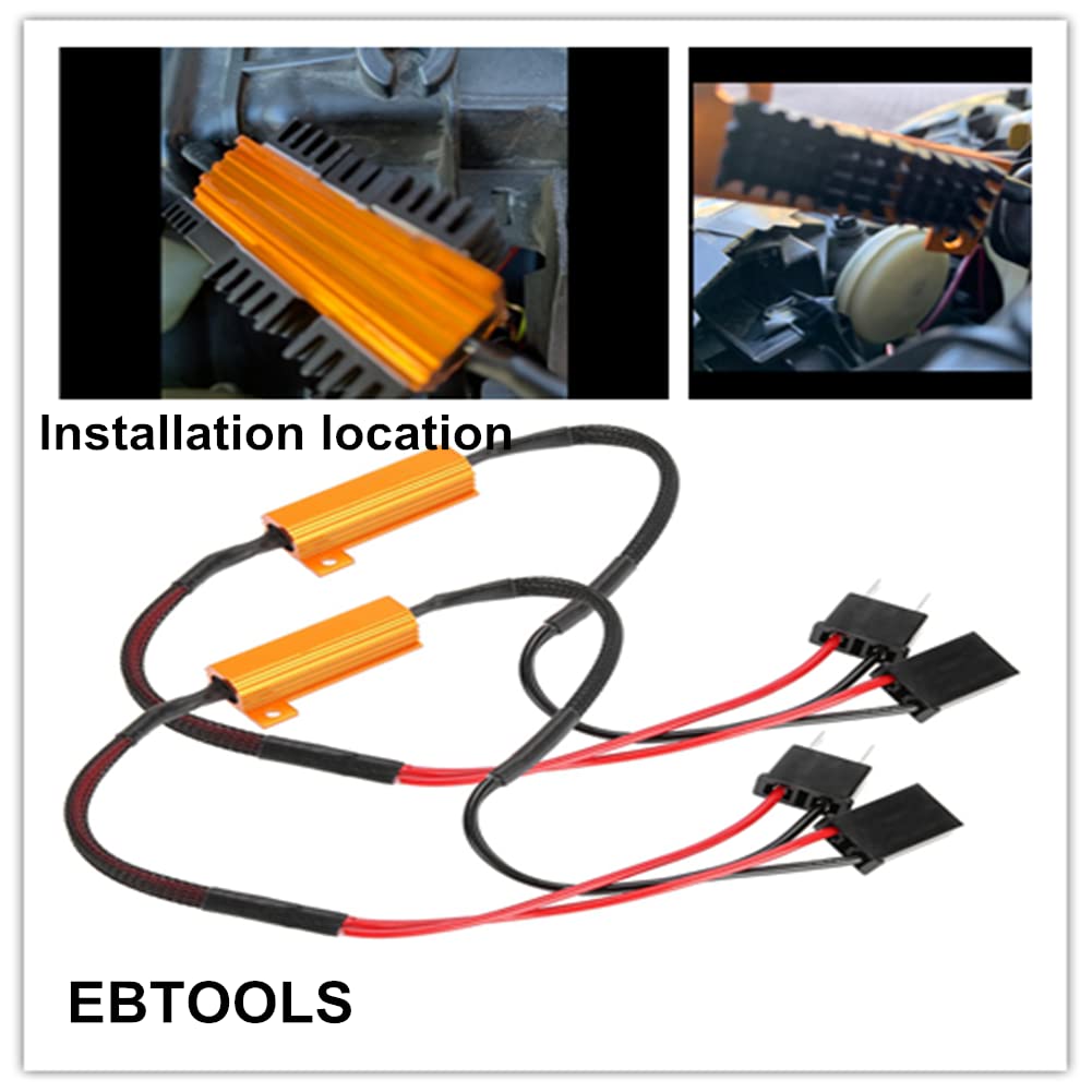 EBTOOLS dla rezystancji 20w led h7 dla rezystancji obciążenia h7 2 szt. dekodery samochodowe LED, rezystor ładowania dla H7 Reflektor Anti Hyper Flash Brak błędów opór ładowania okablowanie ABS metal
