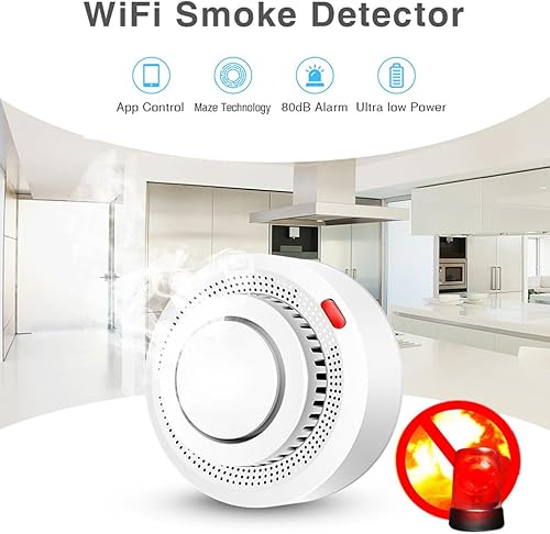 Miniatura 2 de Detector de humo inteligente alarma de incendios detector de humo WiFi con notificaciones de aplicación, alarma de humo inalámbrica con sensor