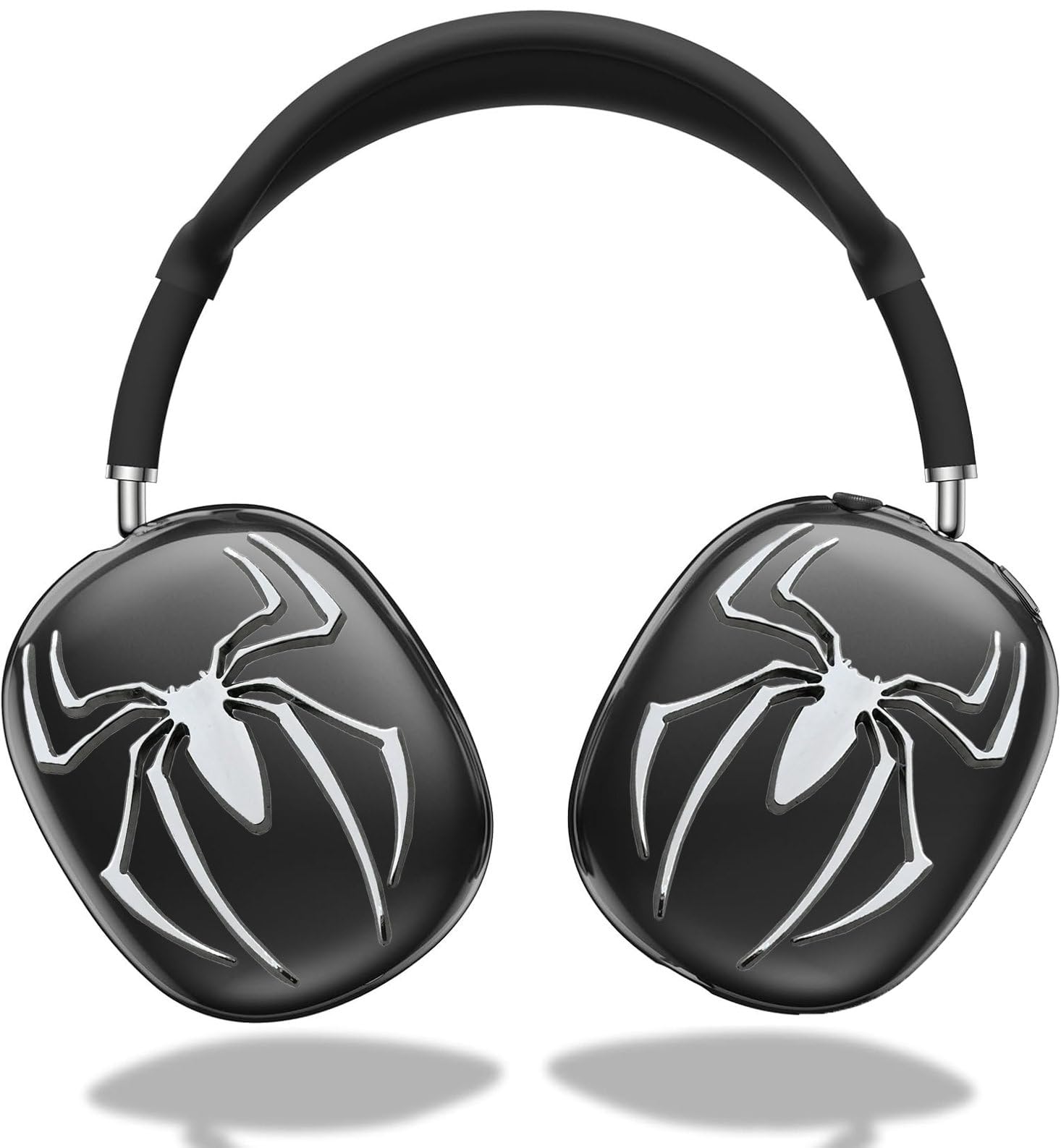 Case Cover for AirPods Max Headphones,Clear Soft Ear Cups Cover Accessories for Apple AirPods Max (2024/2020) (Black Case+White Spider)