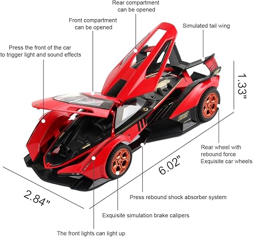 Miniatura 5 de Bugatti Bolide - Coche de juguete fundido a presión, modelo de auto deportivo, aleación de zinc, vehículos de tracción hacia atrás, mini