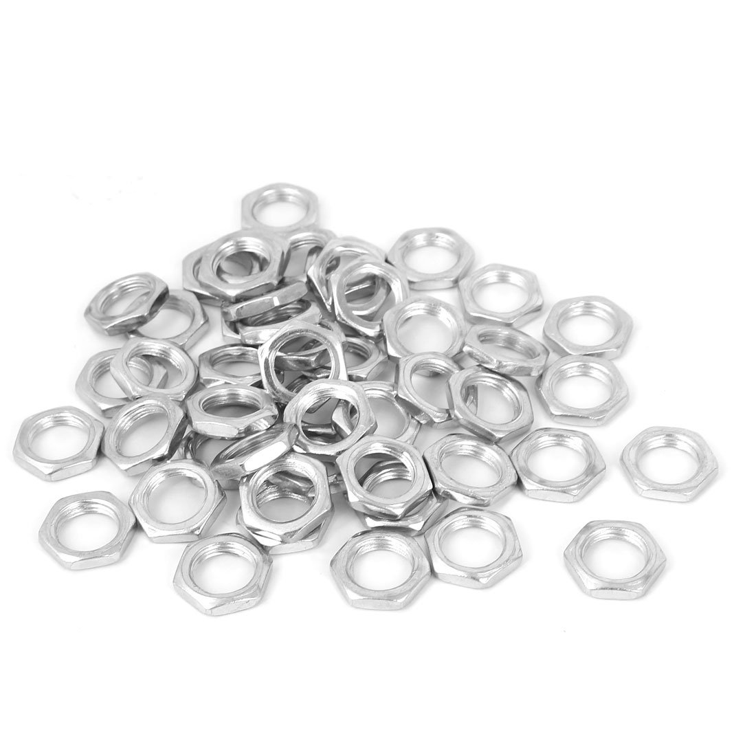 Uxcell Silver Sourcingmap M10x0.75x3mm Zinc Plated Hex Nuts Fastener 50Pcs For Screws Bolts