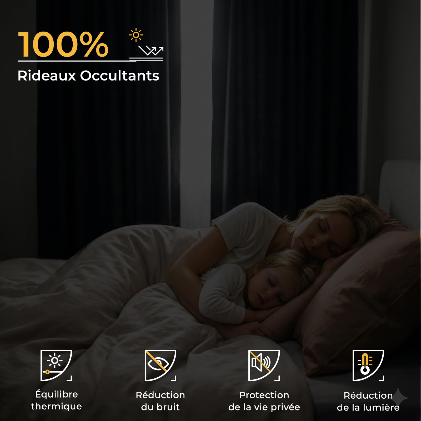 INOVADAY 100% Rideau Occultant Thermique Isolant Anti Froid et Chaleur 2 Panneaux, Rideau Beige Opaque Lumiere Anti-UV pour Salon et Chambre,140L X 245H cm