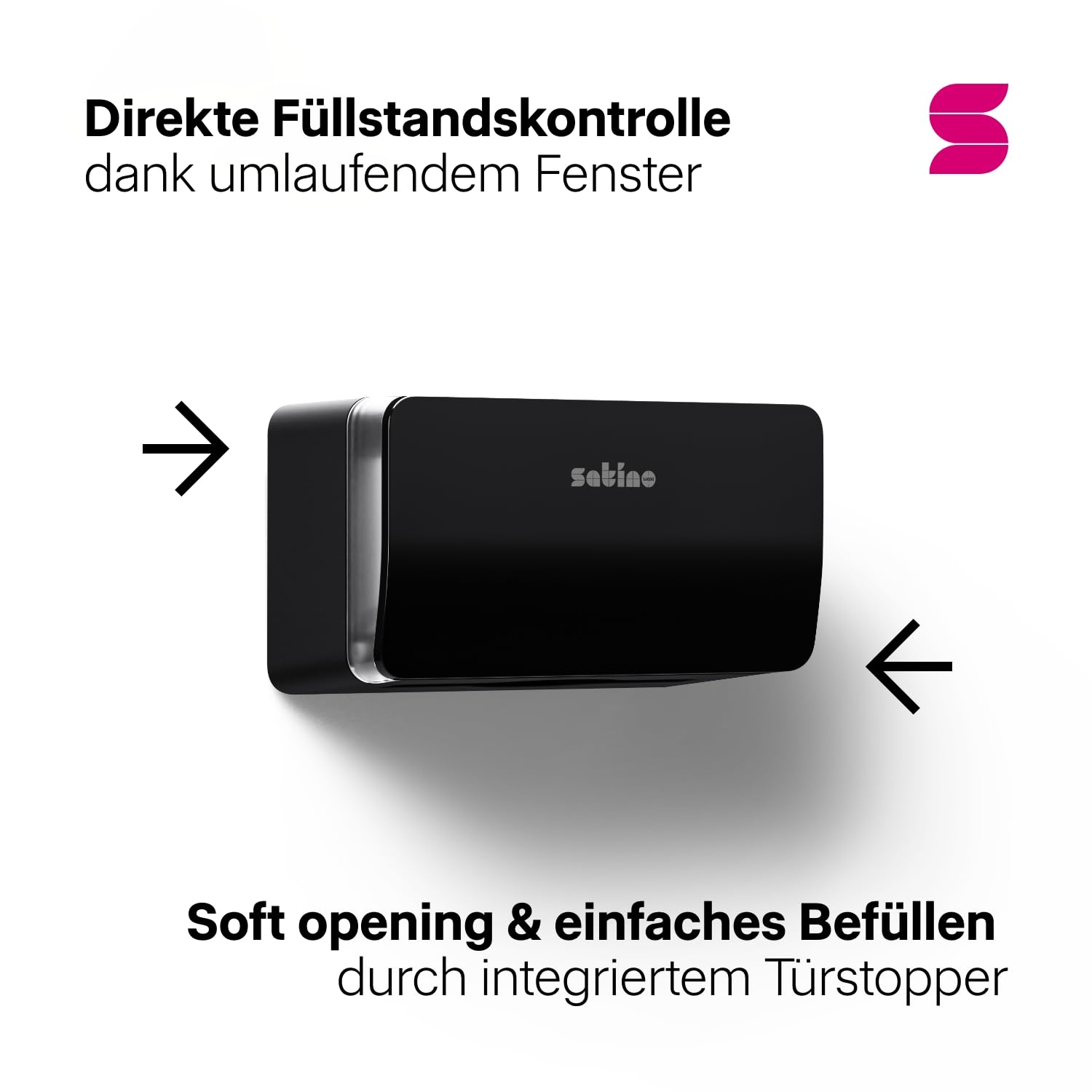 Satino HYGINITY Papierhandtuchspender für kleinere Waschräume – für V Falz & C Falz Papierhandtücher - Made in Germany – Handtuchspender für PT3 & H3 Handtuchpapier mit Füllstandsanzeige - schwarz