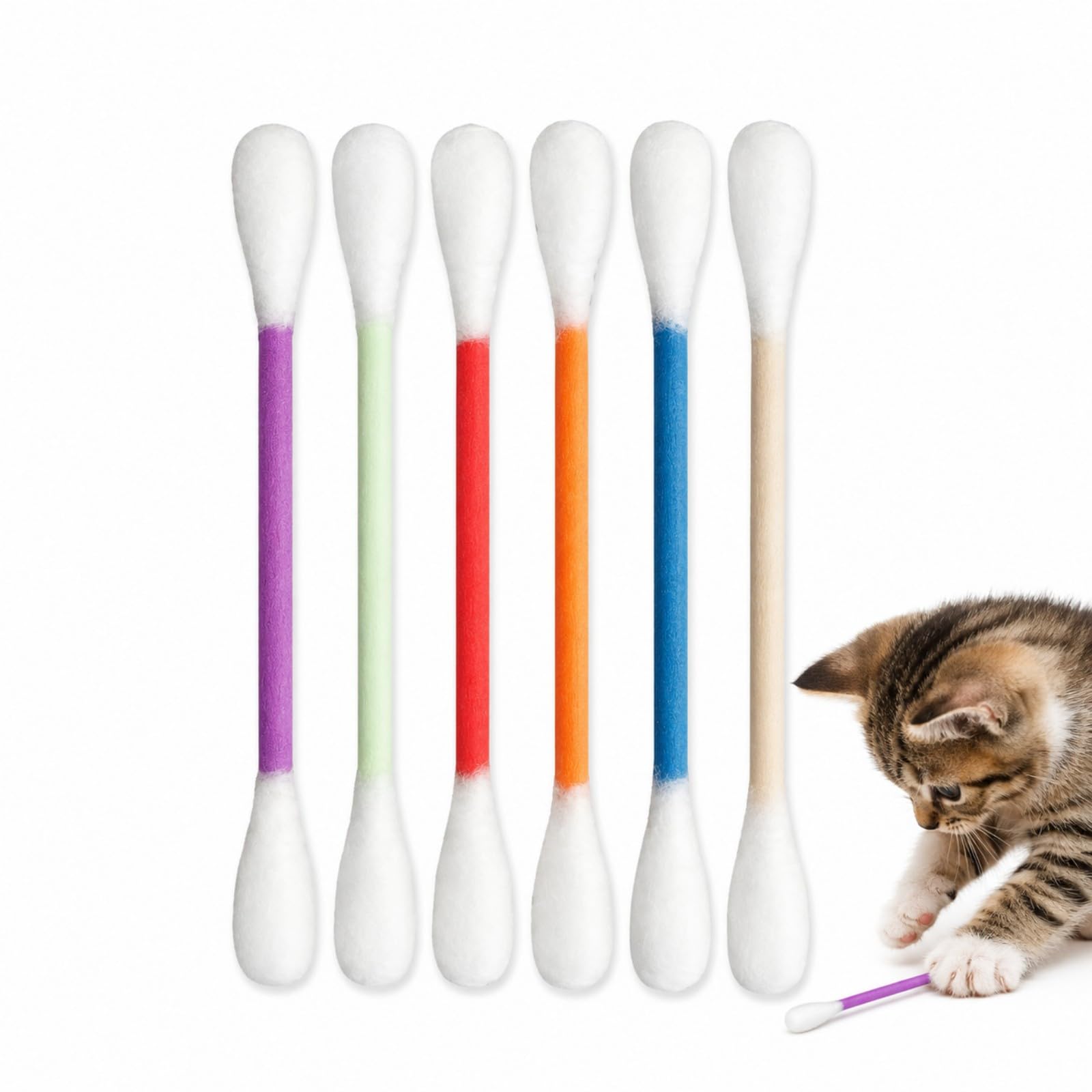 VBK 6 Pcs Giant Q Tips Cat Toy, Catnip Toys for Indoor Cats, Felt Cat Nip Chew Toy for Kittens and Adult Cats, Interactive Cat Kicker Toy 6 Colours