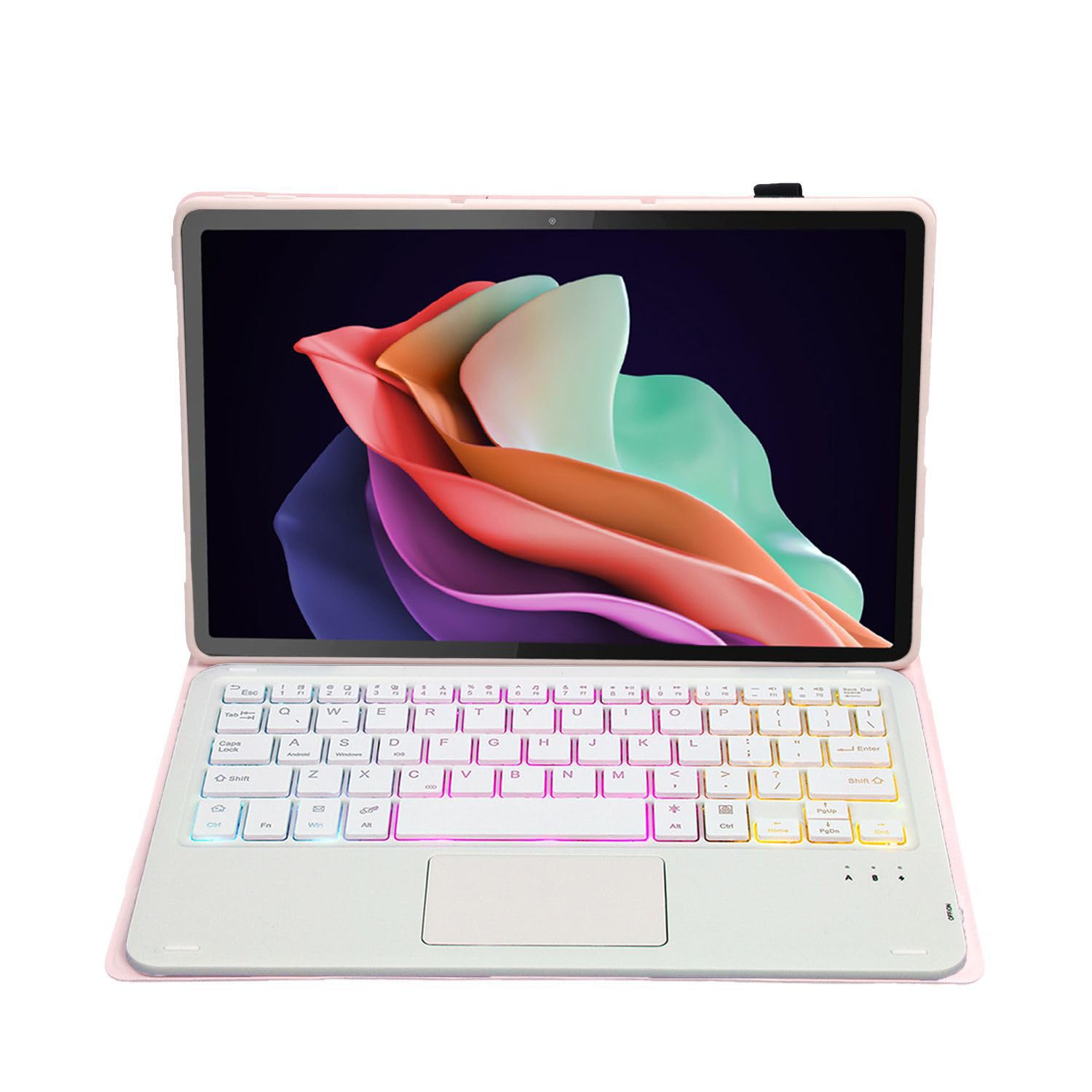 Etui z klawiaturą do Xiaomi Mi Pad 7/7 Pro 11.2" 2024, Wbudowany Uchwyt Na Ołówek, Magnetyczna Odłączana Bezprzewodowa Podświetlana Klawiatura z Myszą Bluetooth,Pink