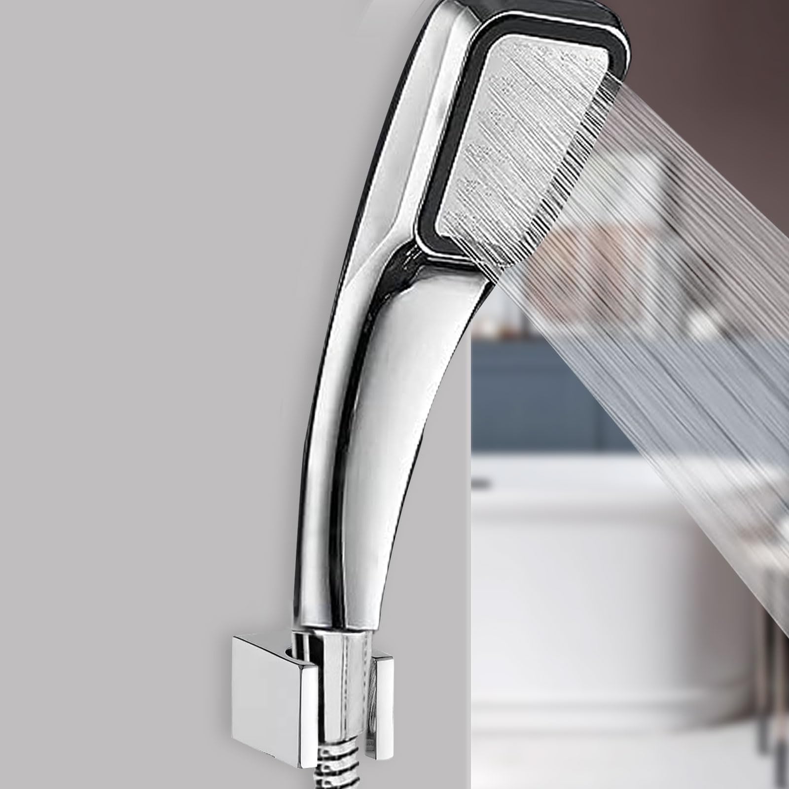 Supporto Doccino Da Muro In Acciaio Inox - Per Soffione Doccia, Con Viti E Gancio, Argento - Foto 6