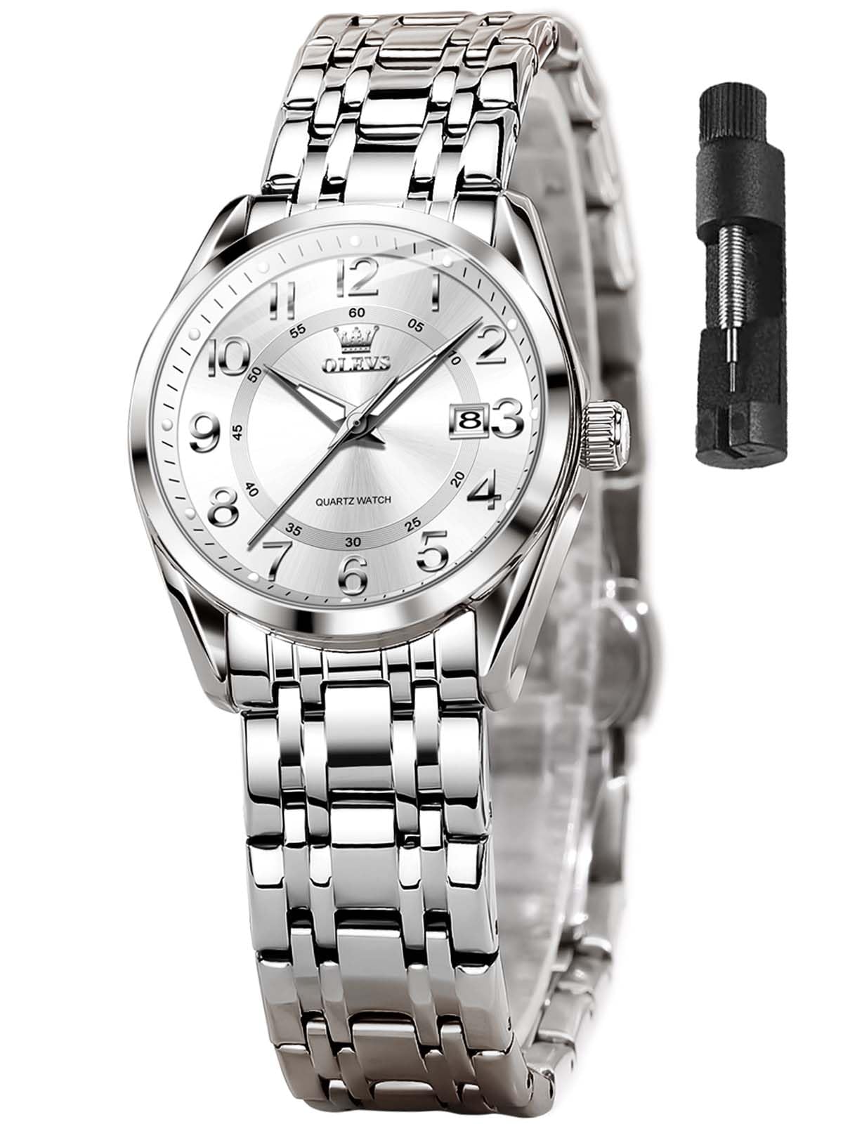 OLEVS Damen Armbanduhr 3Bar Wasserdicht Armbanduhr mit Datum Luxu Quarz