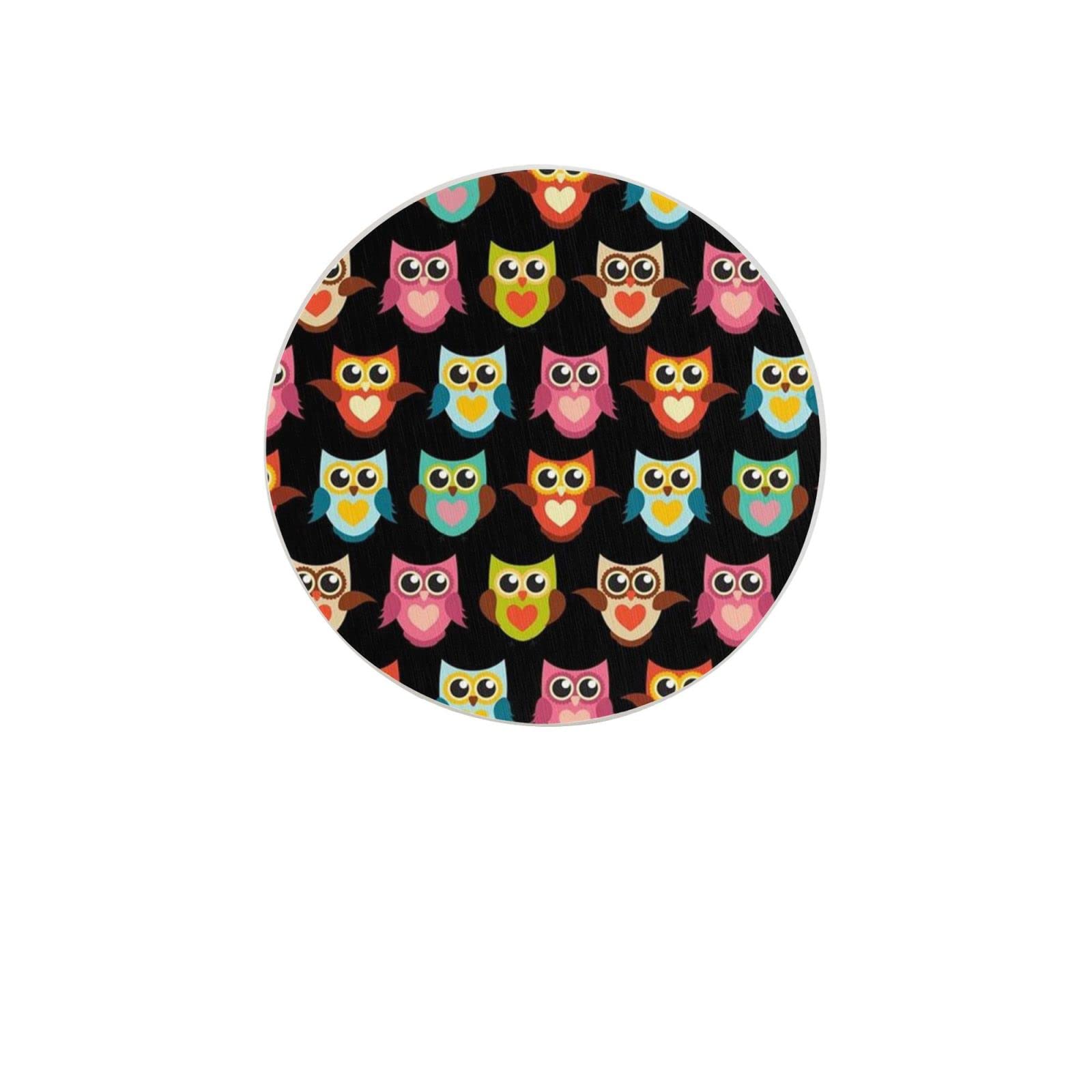 Owl in Colorful Six Piece Drink Coaster for Tabletop Protection Place Mats for Home Decor