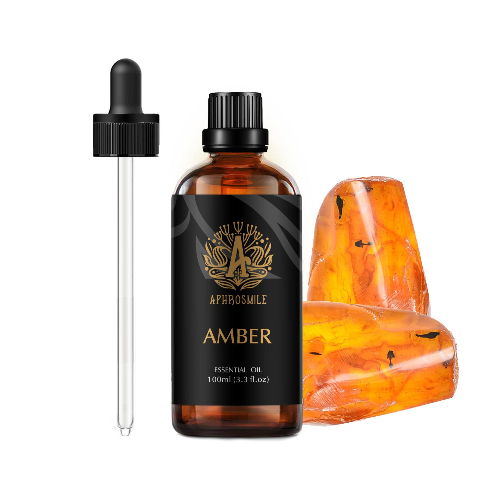 Aceite esencial de ámbar 100% puro para ambientador, aceite esencial de ámbar de aromaterapia para difusor, 100 ml 100 % puro aceite esencial de ámbar para bricolaje, 3,3 oz aromaterapia aceite ámbar