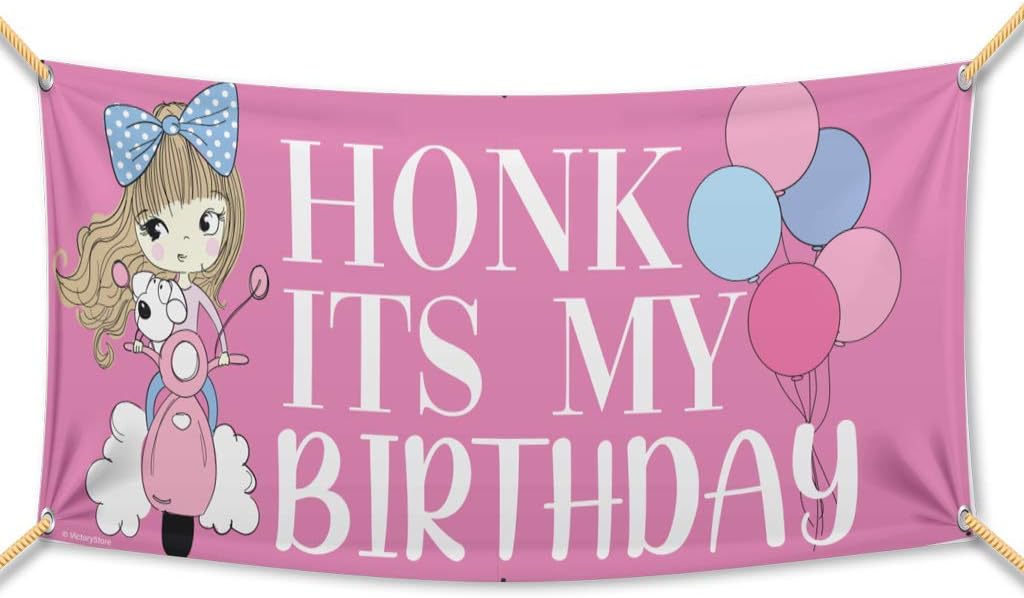 VictoryStore Birthday - Honk Its My Birthday Waterproof Vinyl (Pink, 2x4 Feet)