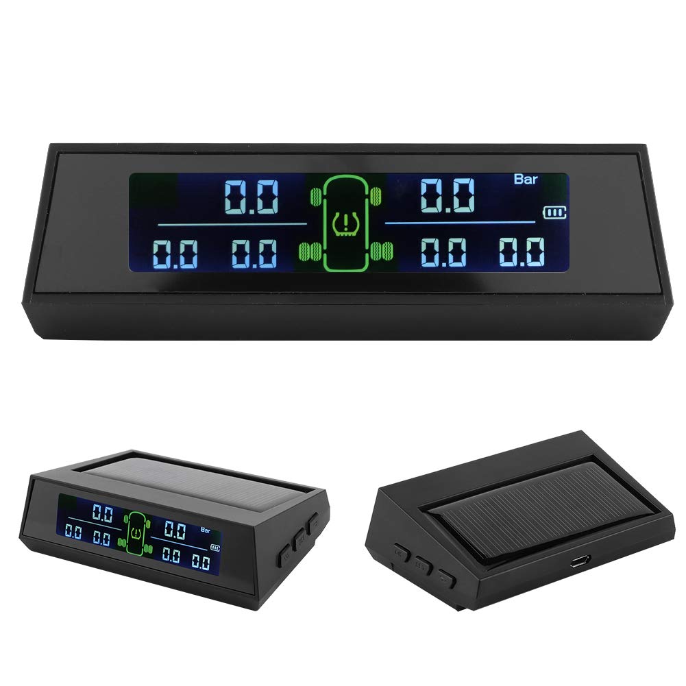 Aukson Sistemi di monitoraggio della Pressione dei Pneumatici Rilevatore TPMS di Carica Solare con sensore Esterno LCD 6 per