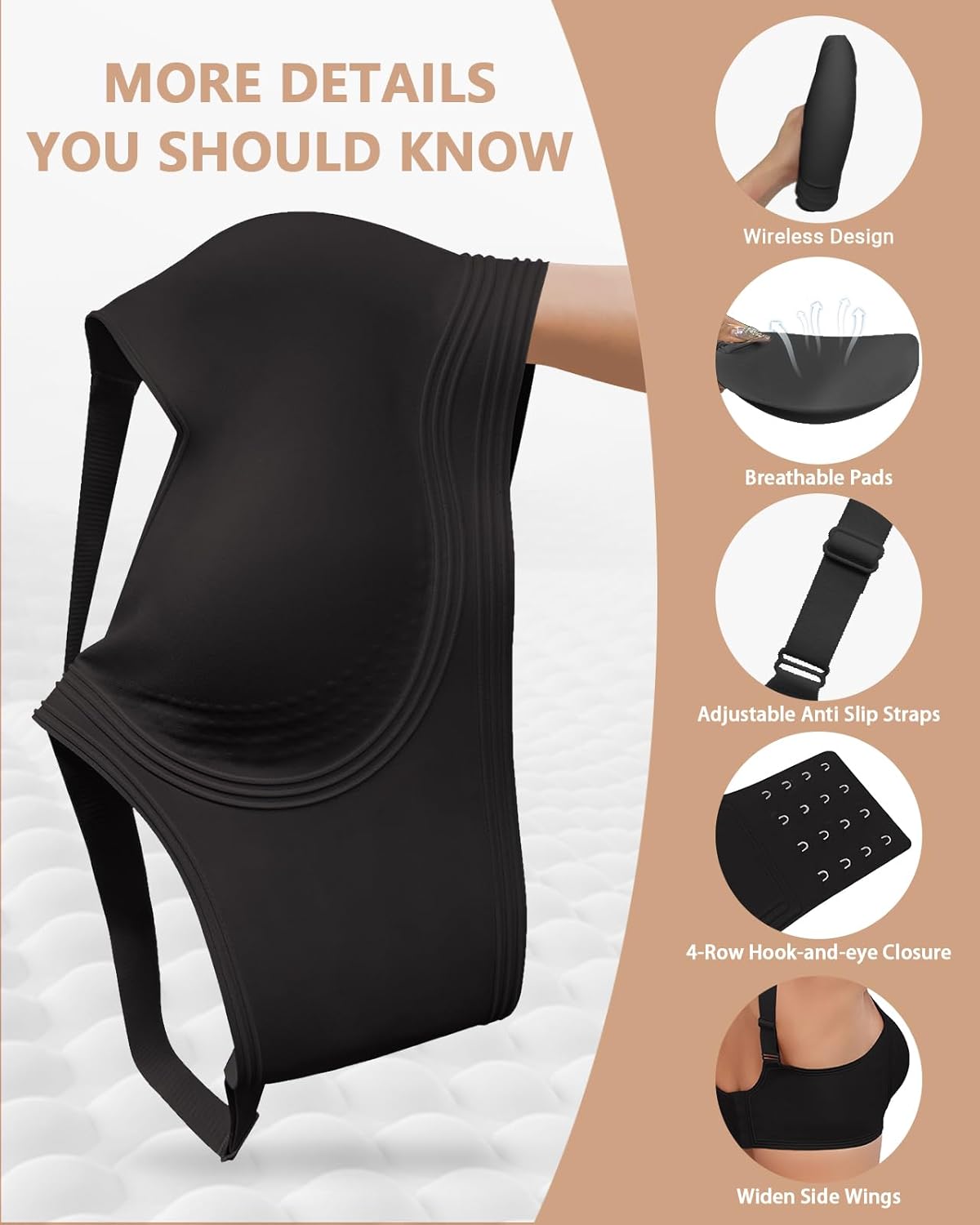 Wireless Back Fat Smoothing Bra Comfortable Support Padded Bras Full Coverage Seamless Bras with Lift No Underwire - Image 5