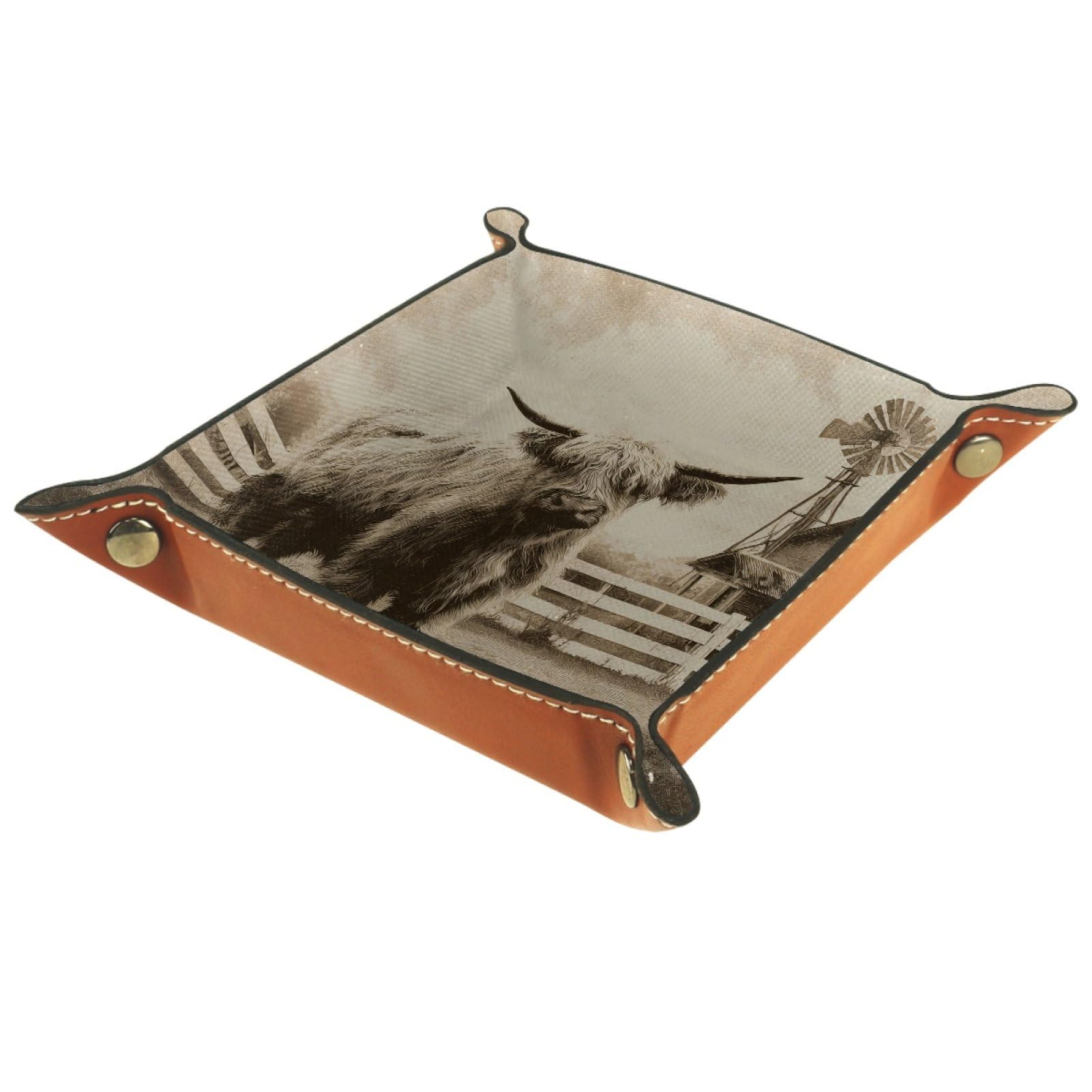 VAPOKF Farmhouse Highland Cattle Portable Folding Dice Rolling Tray, Microfiber Leather Dice Holder for Dice Games Like RPG, DND and Other Table Games