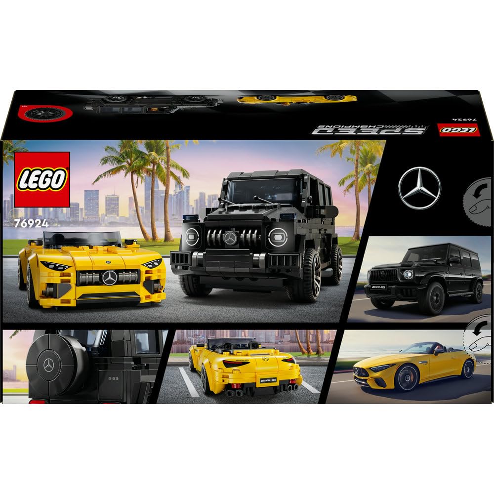 LEGO Speed Champions Mercedes-AMG G 63 i Mercedes-AMG SL 63 76924 | Model samochodu, zabawka dla 10-latka, prezent dla chłopców i dziewczynek, zestaw klocków dla dzieci, 808 elementów