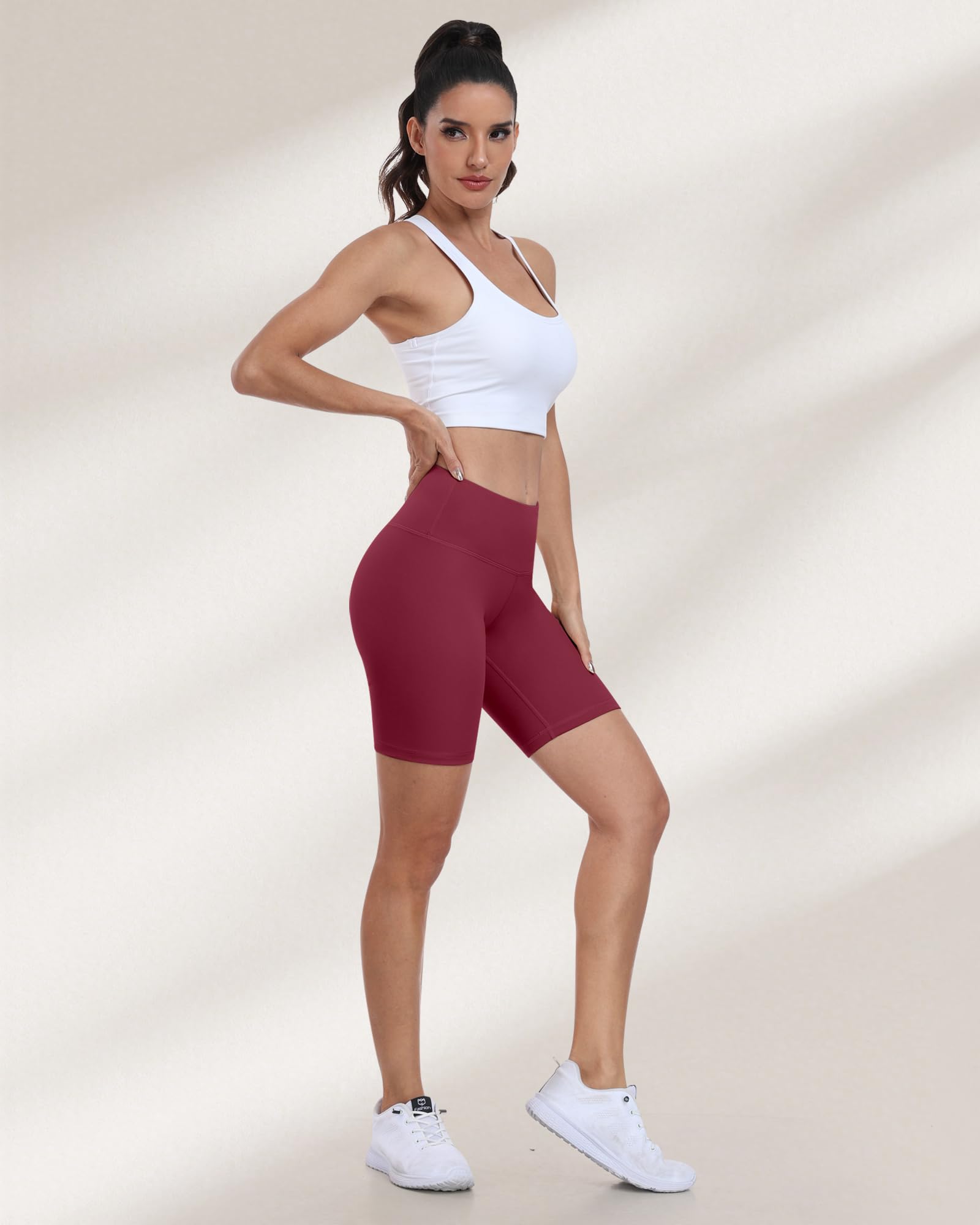 Pantalones cortos de ciclismo para mujer, cintura alta, control de abdomen, suaves, atléticos, gimnasio, yoga — view 3