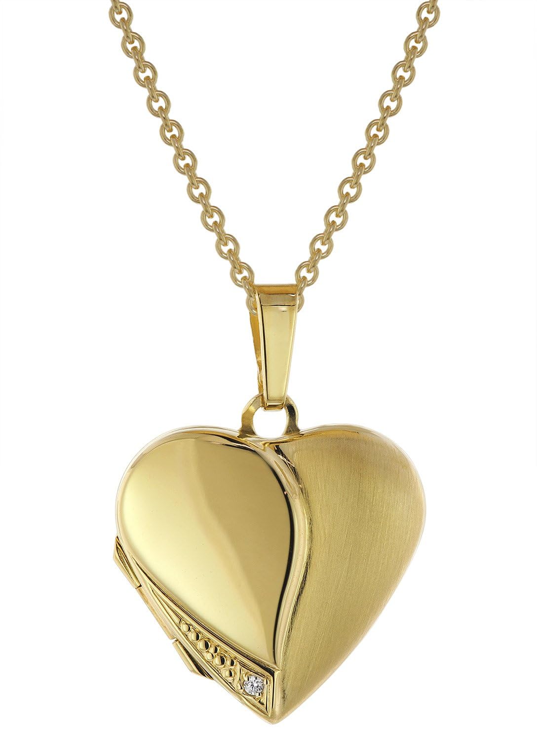 trendor Medaillon Herz mit Damen-Halskette Gold auf Silber 925 75738 | zauberhaftes Silber-Medaillon für Damen, Silberschmuck für Frauen, tolle Geschenkidee