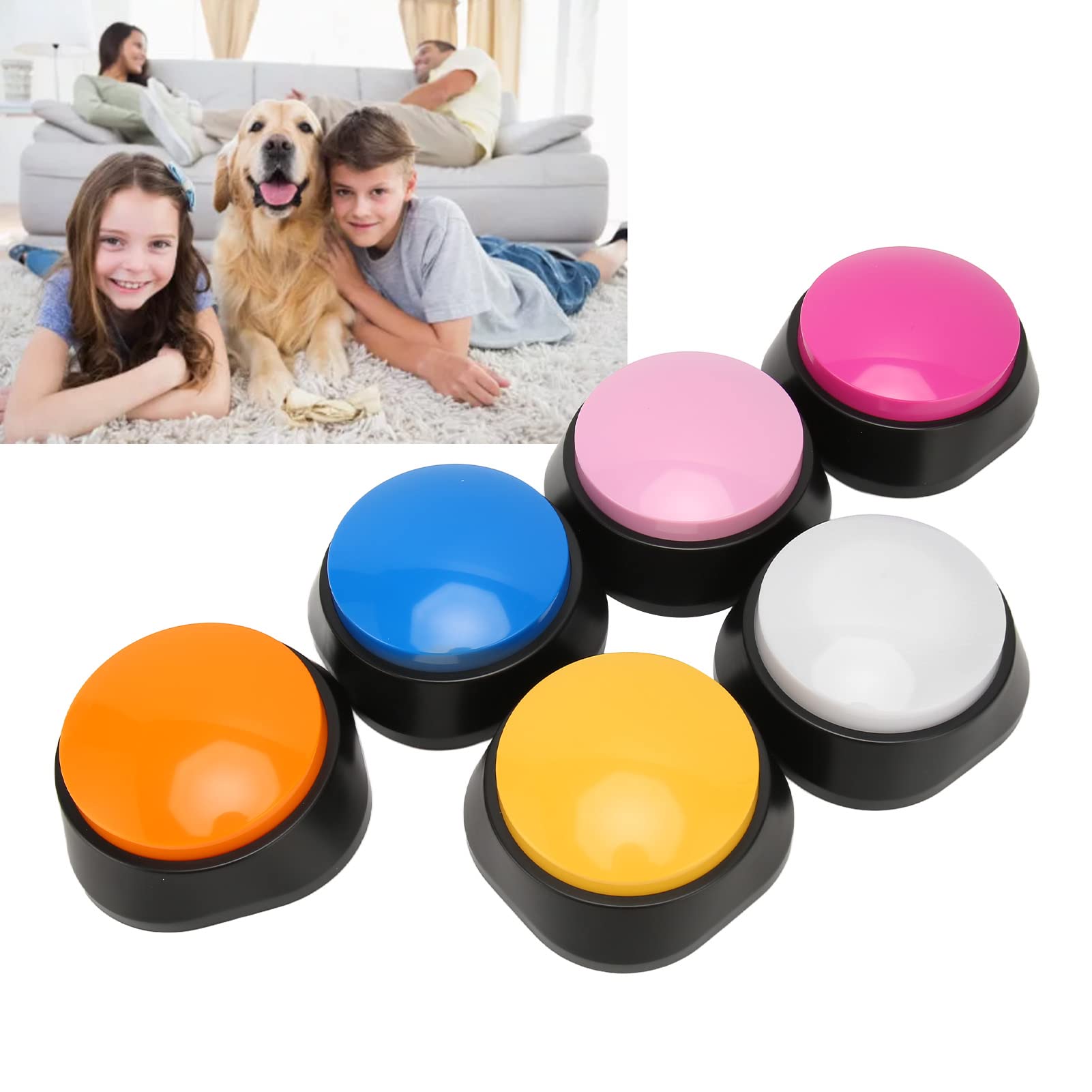Pulsante di Registrazione Vocale a 6 Colori, Pulsanti per Cani per Comunicazione Cicalino per Addestramento Animali Domestici Riproduzione di Registrazioni di 30 Secondi