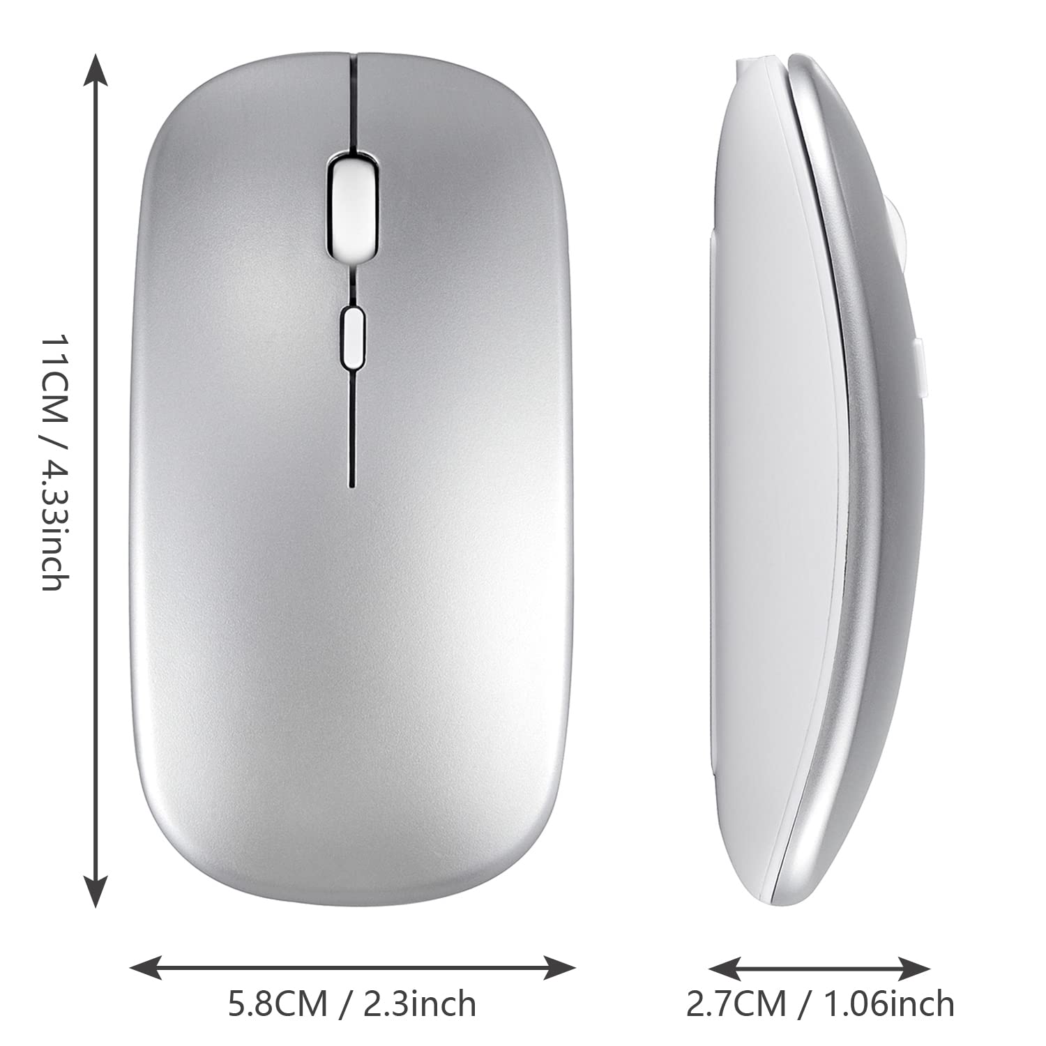 Mouse wireless Bluetooth per Apple iPad iPhone MacBook Android Samsung Tablet Phone Dual-Mode ricaricabile 2.4G Mouse portatile per computer portatile Windows Notebook PC Mac ricevitore USB desktop