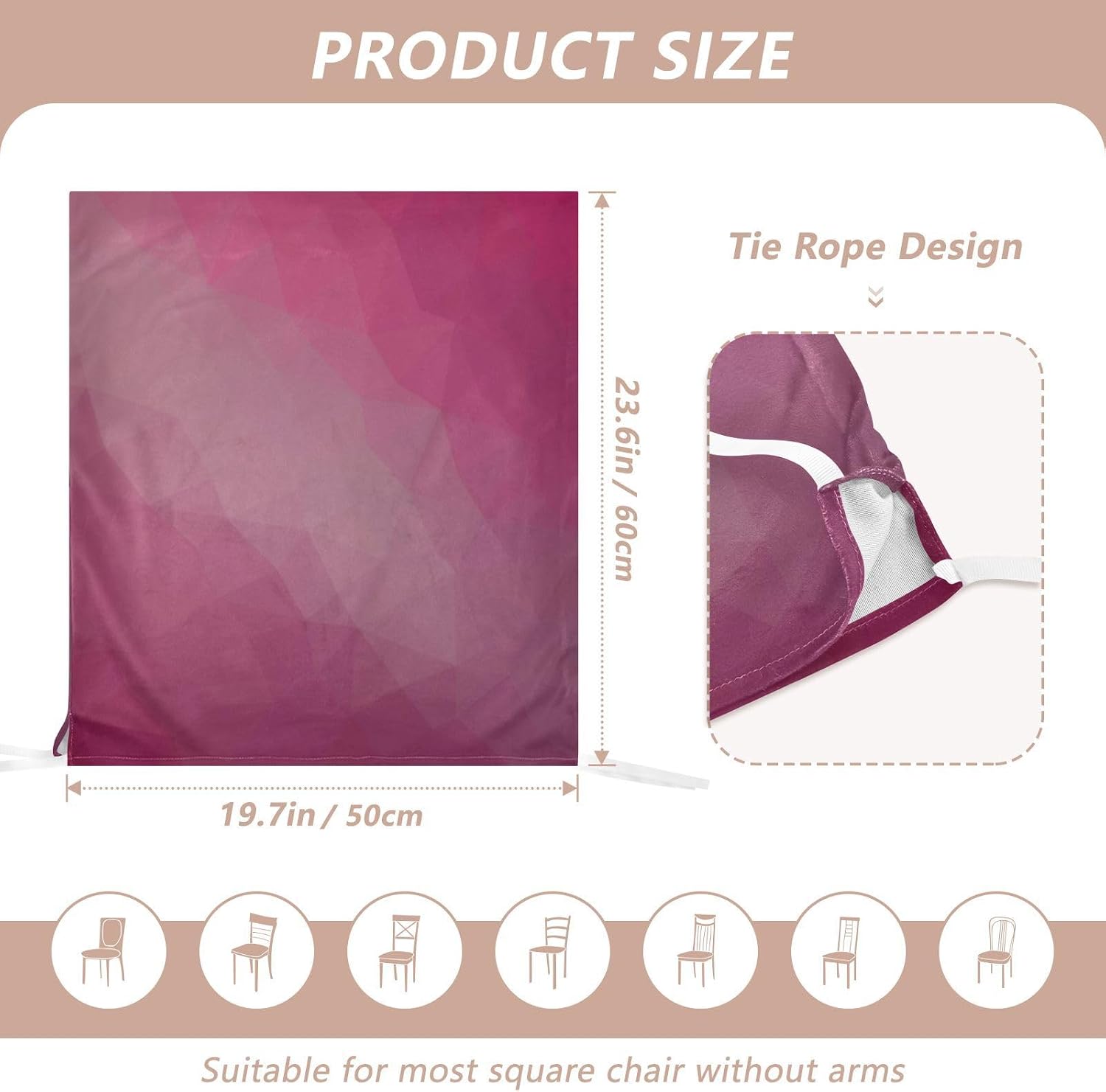 Pink Gradient Decorative Chair Cover for Birthday Party Anti-Dust Soft Chair Covers cobertores para sillas de comedor Set of 6