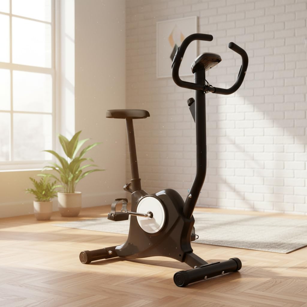 Cyclette Bike da Camera per Dimagrire e Tonificare Glutei e Gambe, Resistenza Regolabile Sensori Cardio Display LCD Sella Regolabile Allenamento Fitness