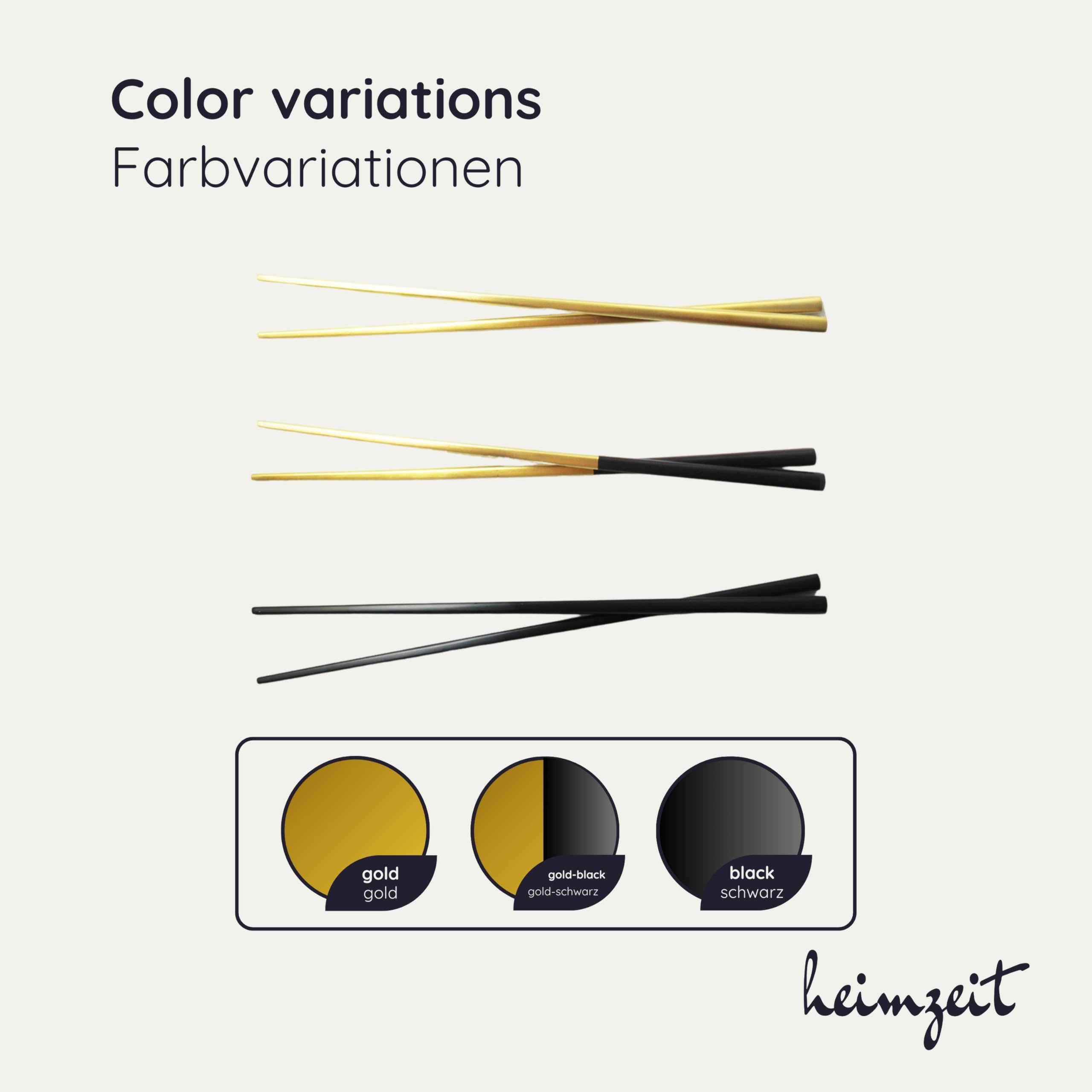 Bacchette Sushi In Acciaio Inox Heimzeit - 5 Paia, Eleganti, Lavabili In Lavastoviglie, Nero - Foto 4