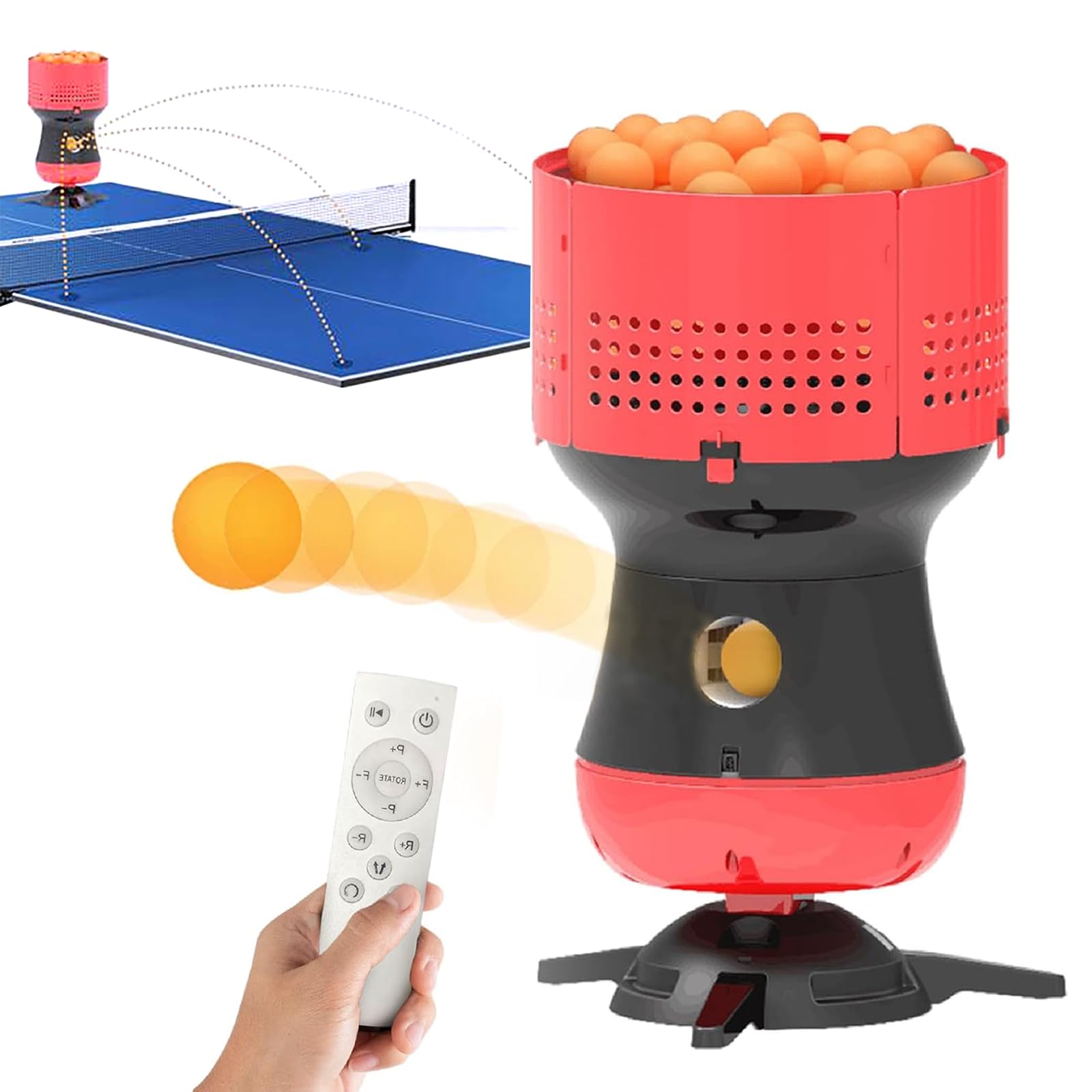 Robot Da Ping Pong (telecomandato), Macchina Lanciapalline Da Ping Pong, Rotazione/velocità Personalizzabili + Testa Vibrante, Capacità 90 Palline, Per Allenamento Individuale