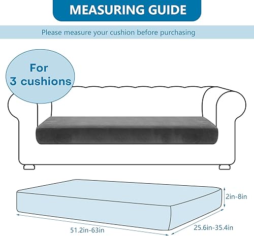 Miniatura 3 de BECHAEO Fundas de cojín de terciopelo para sofá seccional, sofá de 3 cojines