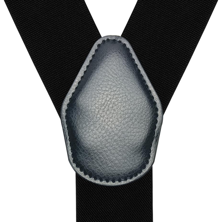 Moulen Men's Y-Back 2 Inches Wide Heavy Duty Button End Adjustable Utility Suspenders, Black, Size Large