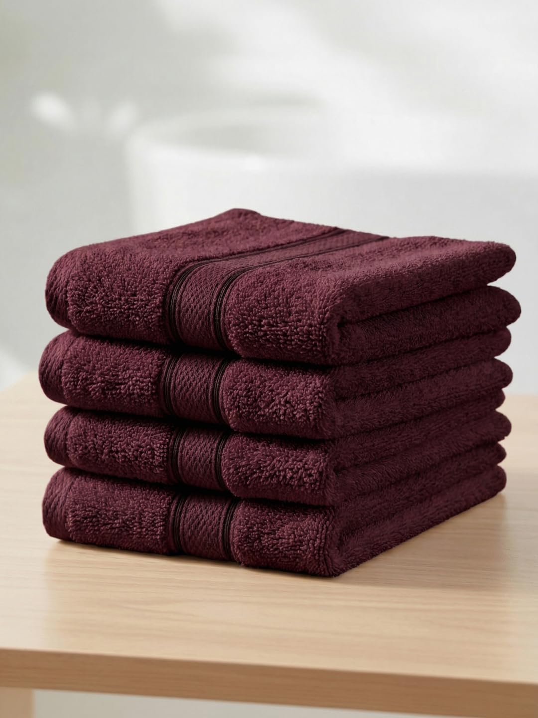 Monte Carlo Essential 100% Cotton Face Towel Set 4 Piece | 400 GSM Lightweight & Quick Dry | Soft Absorbent Small Towels 30x30 cm | Daily Use Bathroom Face Towels (Jasper) | Windsor Wine-image-10