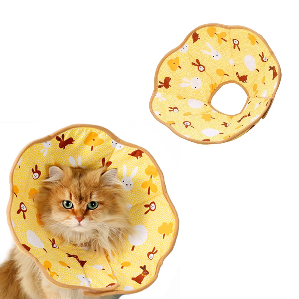 MSLSOZ Cute soft cone for cats easy to clean cat recovery collar, adjustable soft cat cone, cats cones to stop licking
